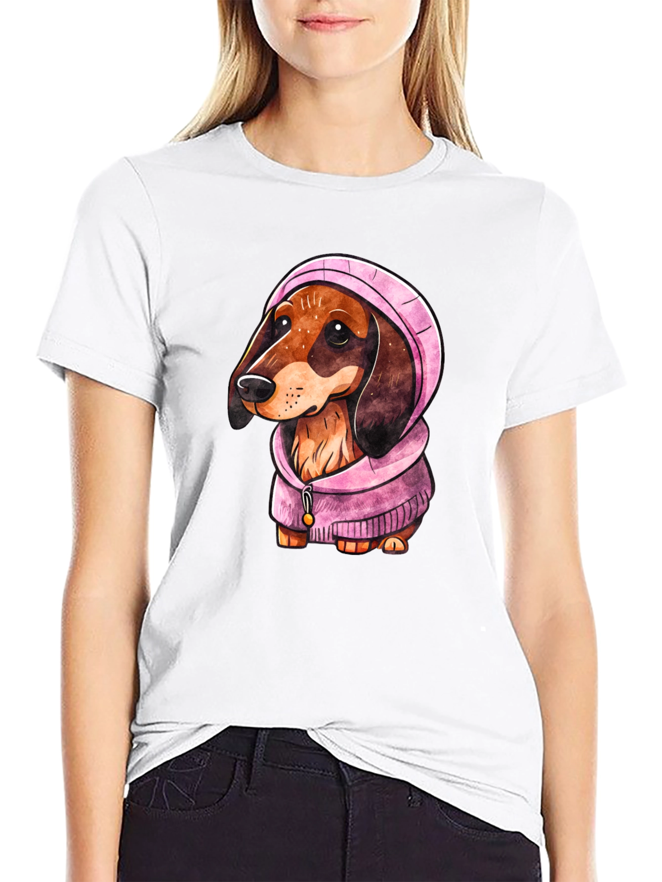 Dachshund Dog in Hoodie T-Shirt