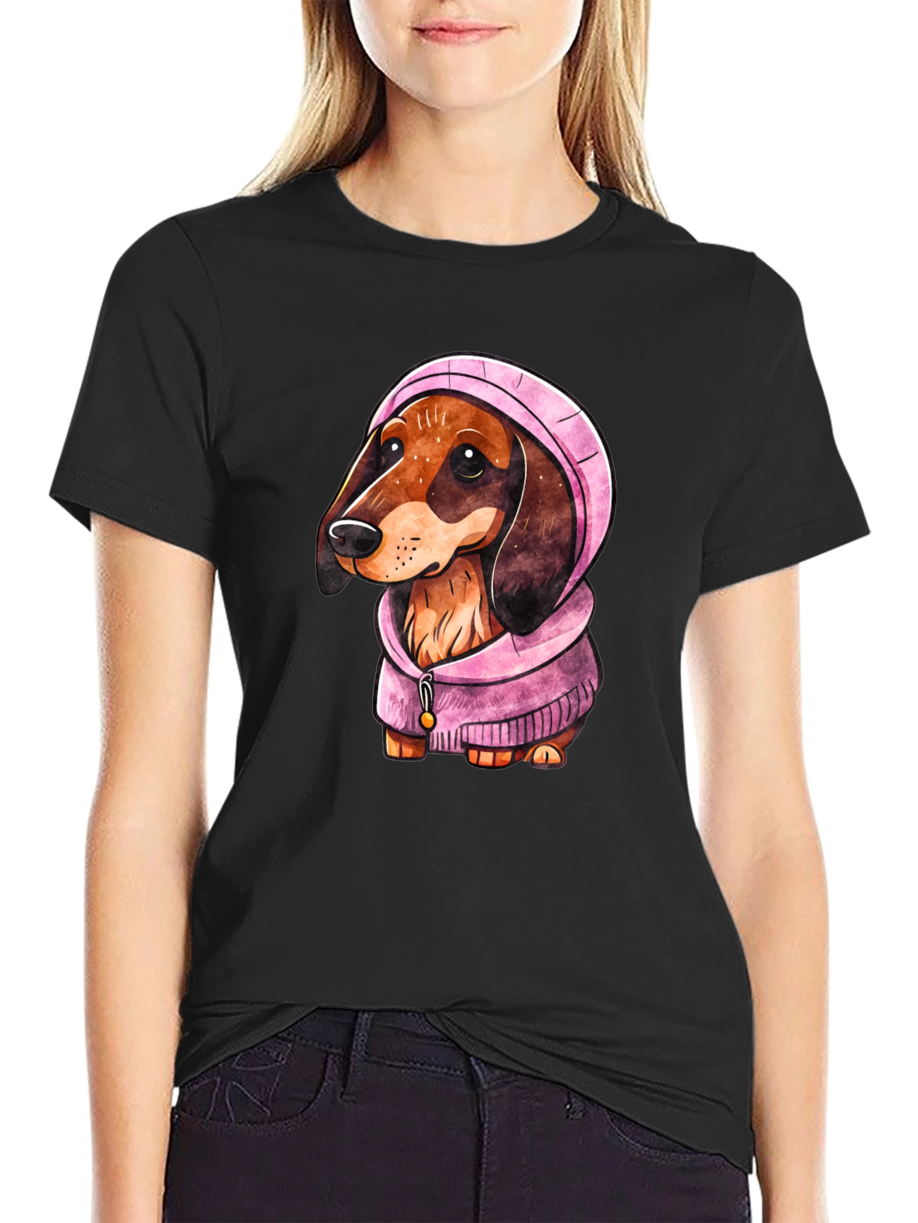 Dachshund Dog in Hoodie T-Shirt