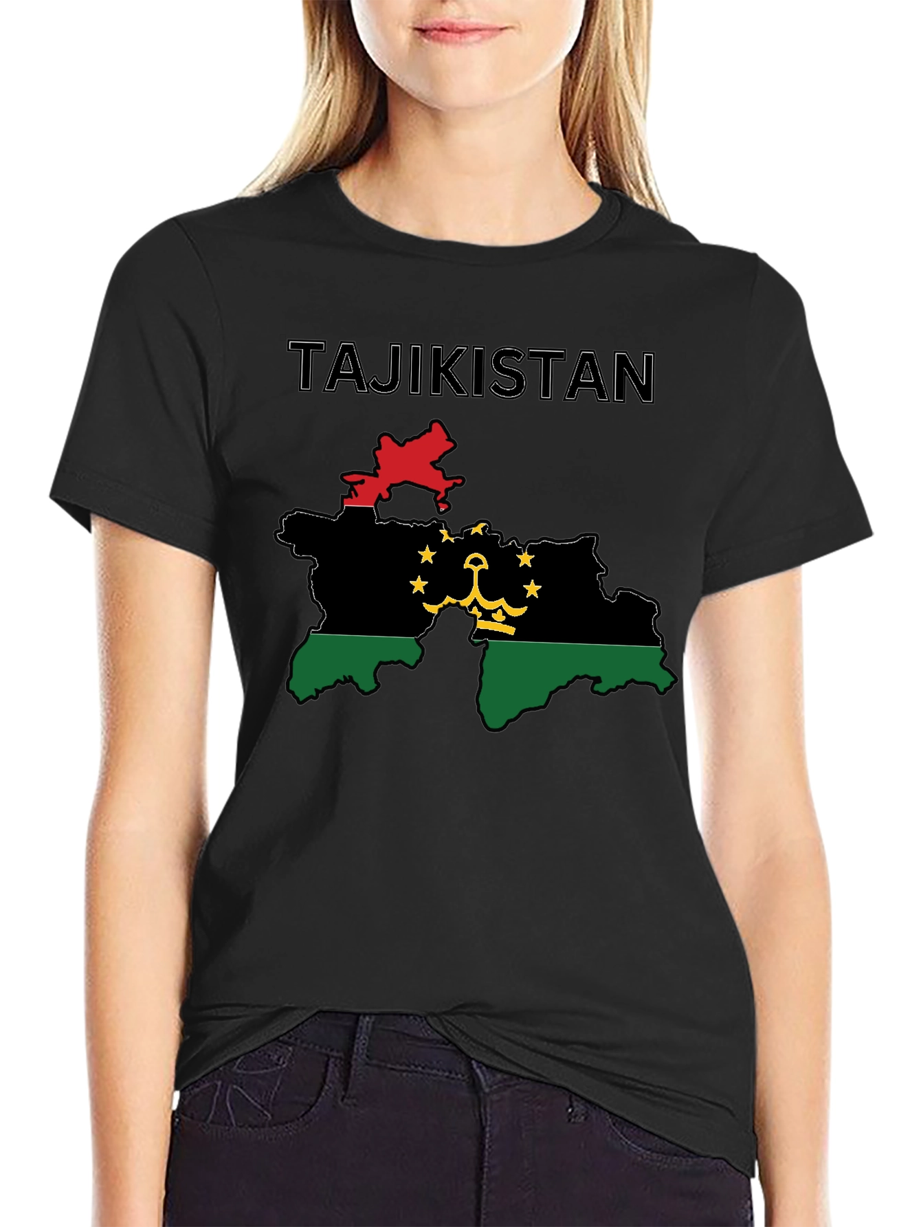 Tajikistan Flag Map T-Shirt - Graphic Tee