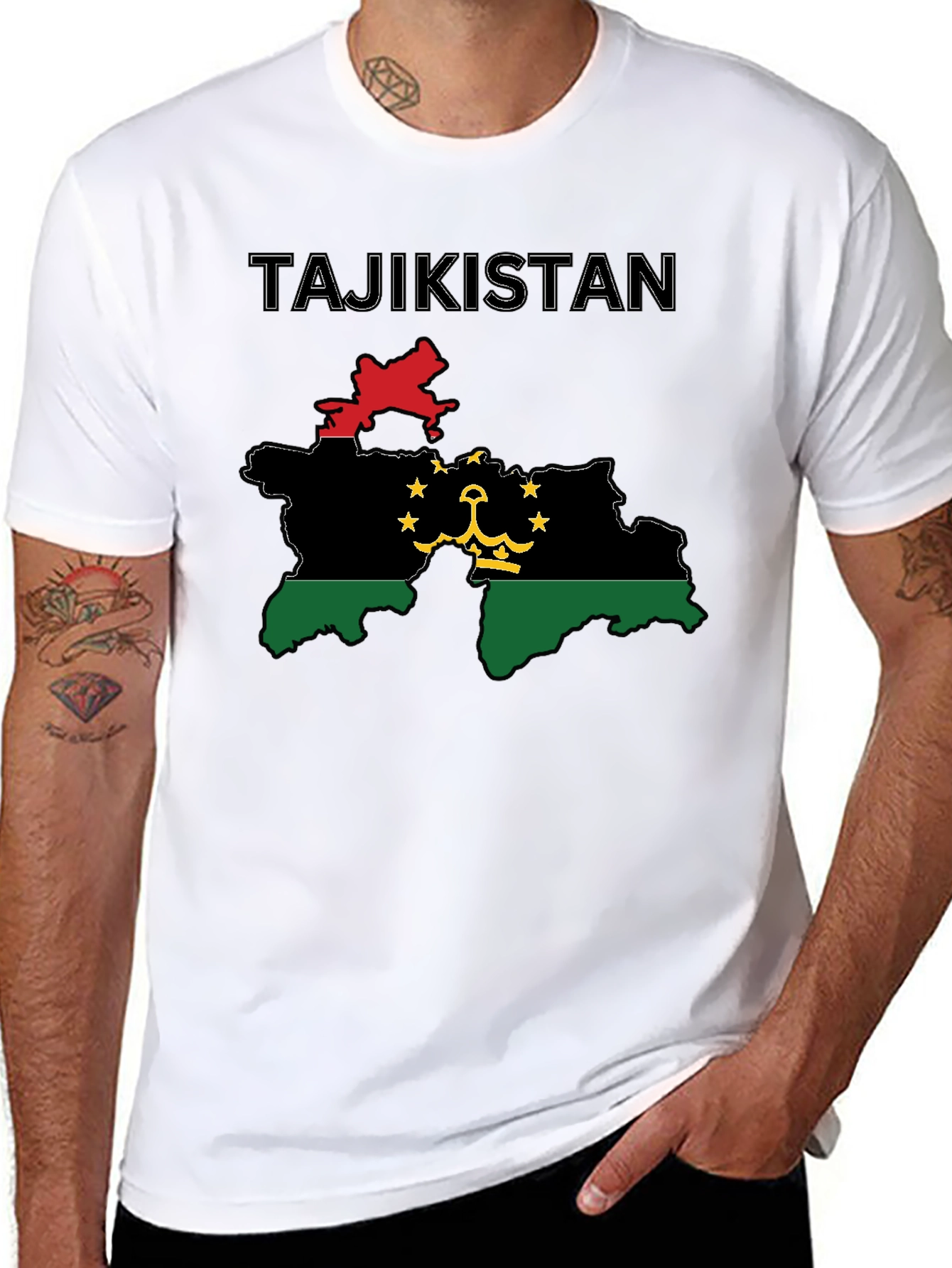Tajikistan Flag Map T-Shirt - Graphic Tee