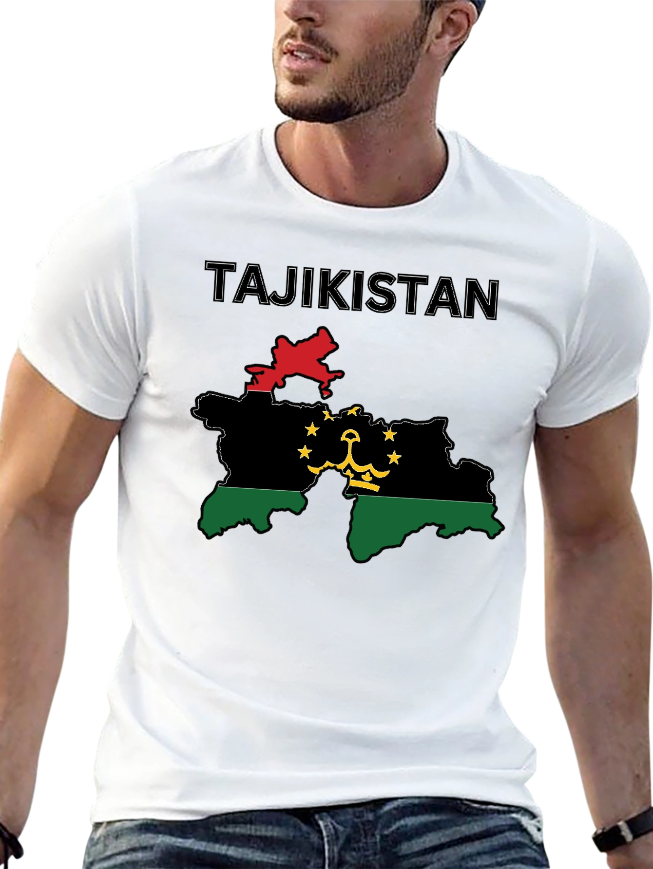 Tajikistan Flag Map T-Shirt - Graphic Tee