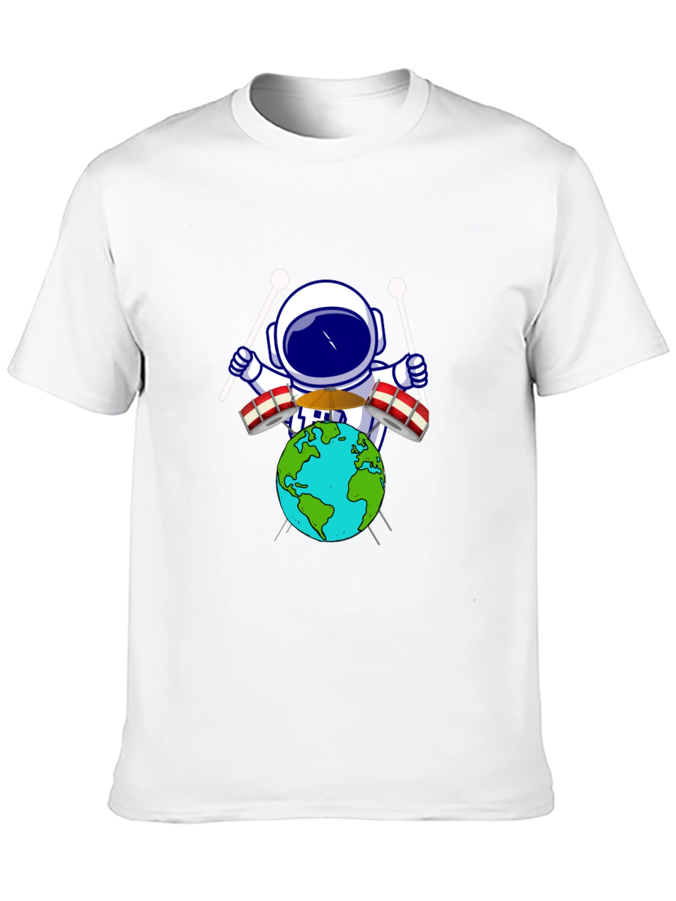 Astronaut Drummer Earth Graphic Tee - Black