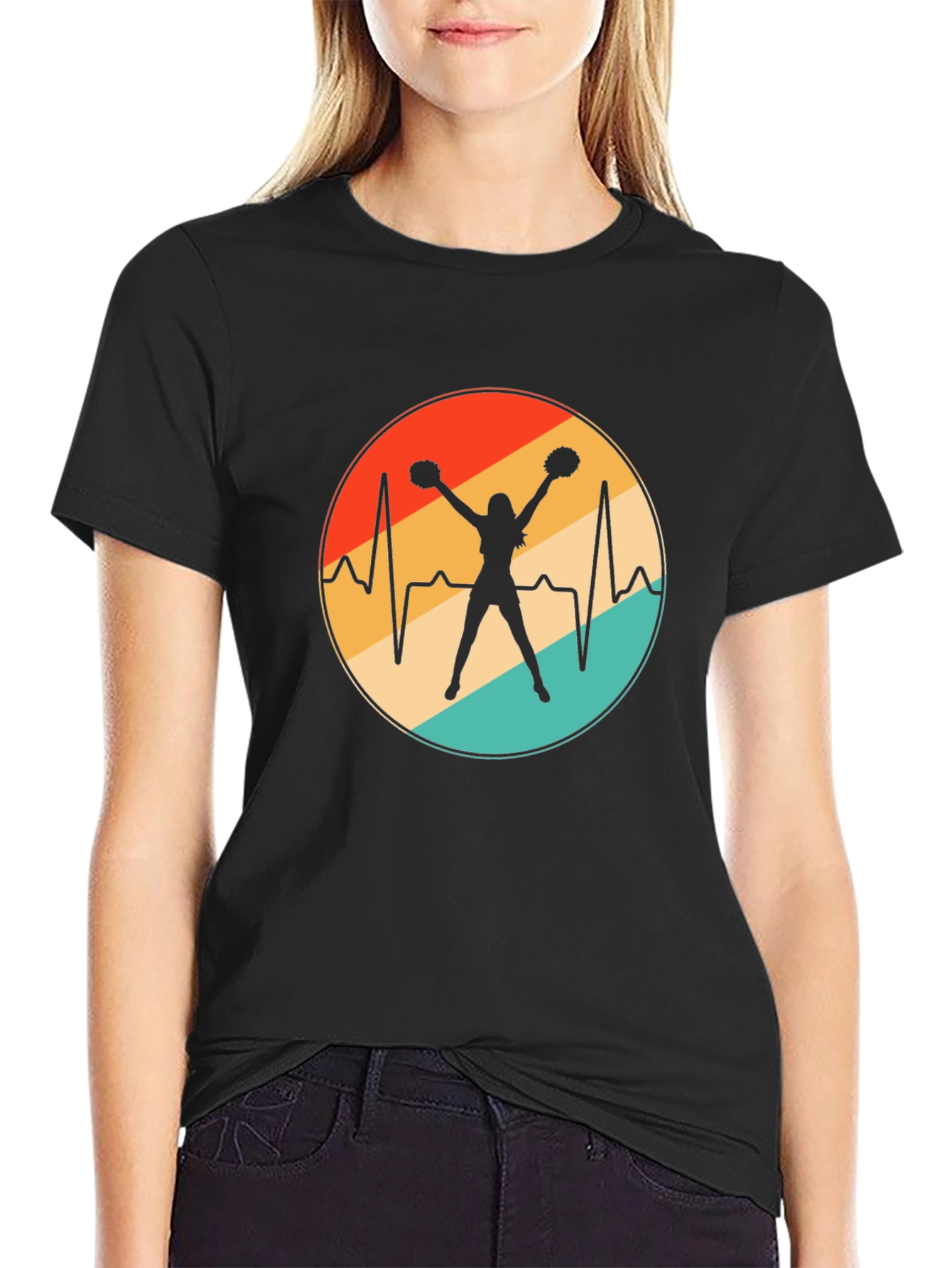 Cheerleader Heartbeat Retro T-Shirt