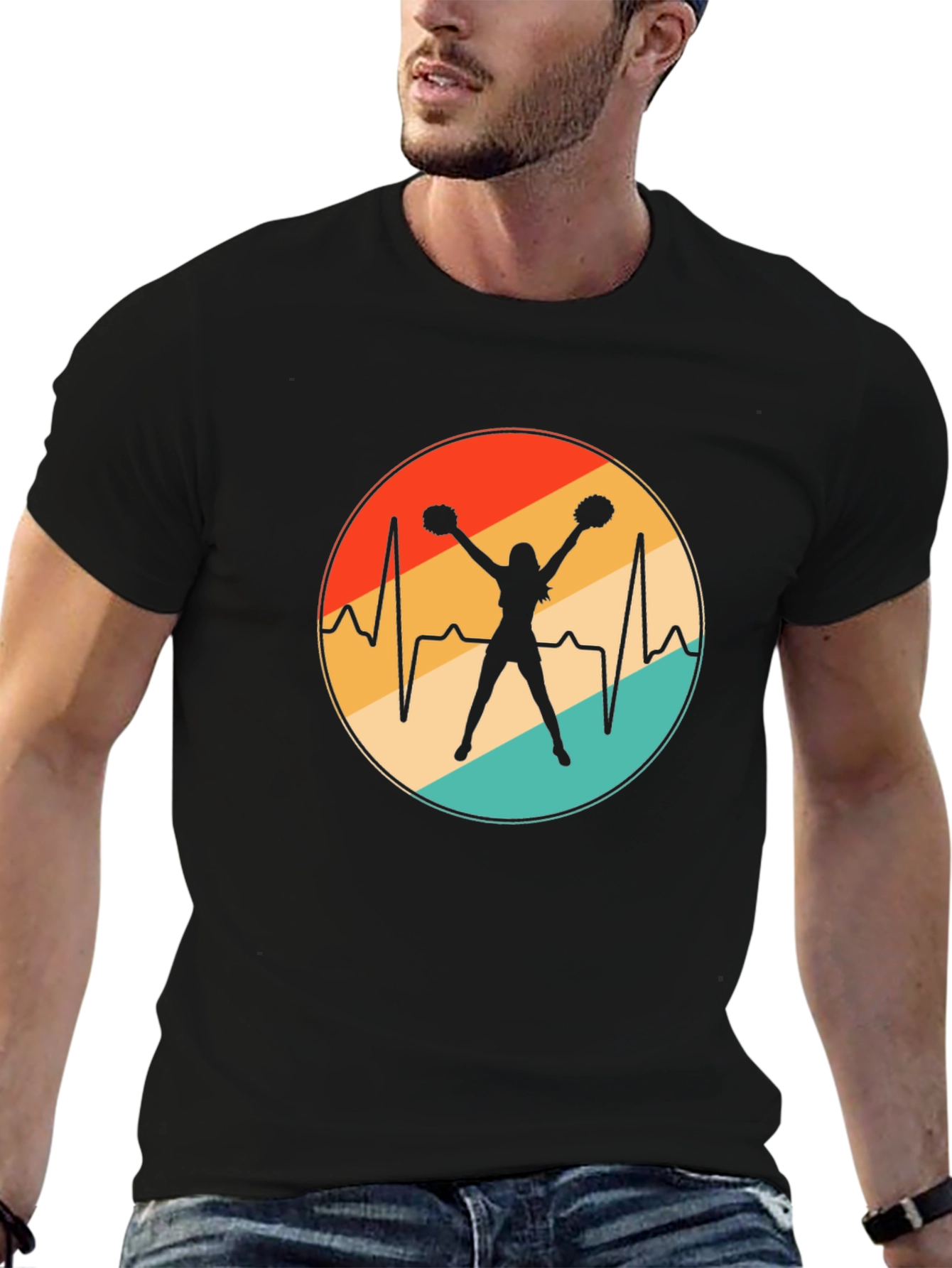 Cheerleader Heartbeat Retro T-Shirt