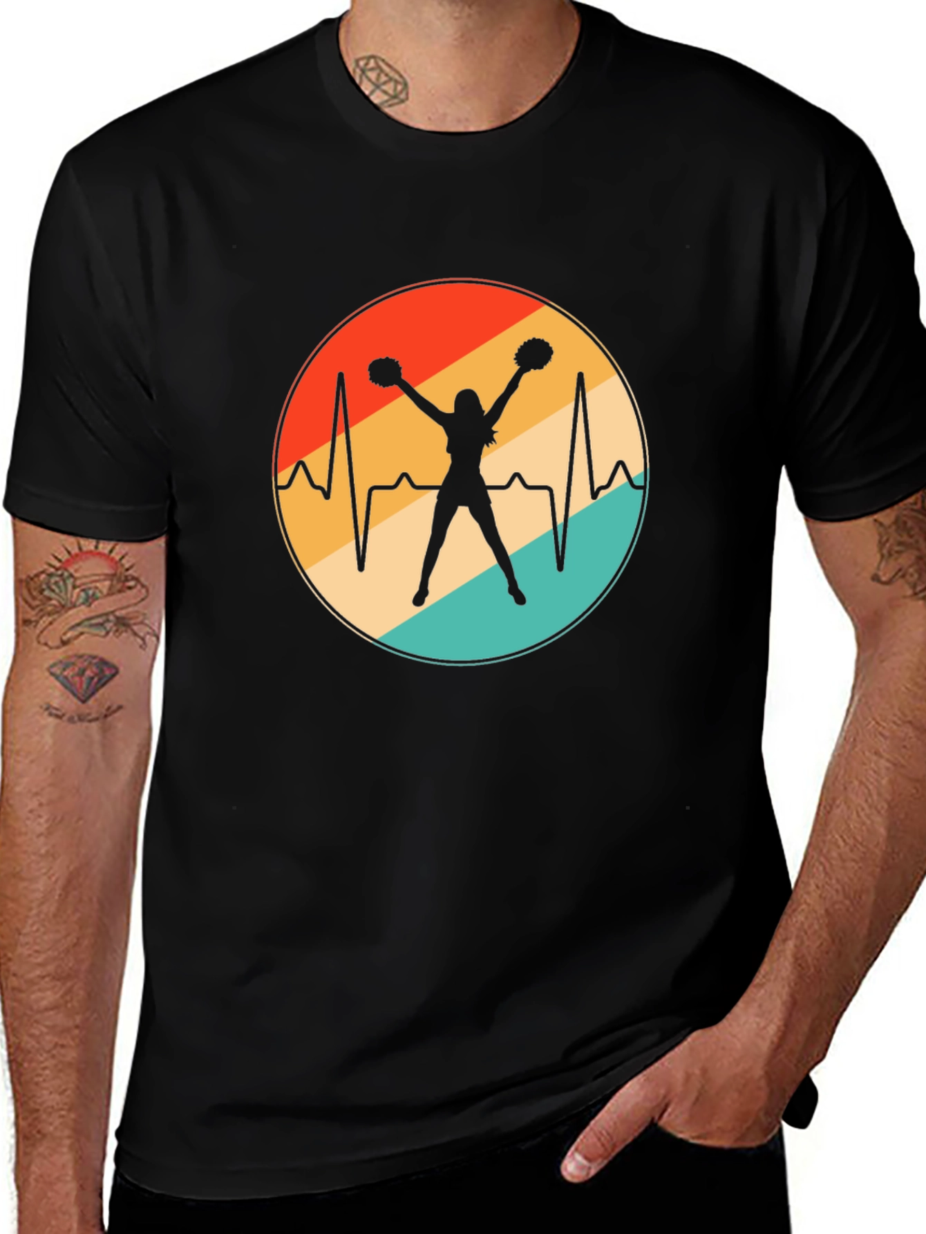 Cheerleader Heartbeat Retro T-Shirt