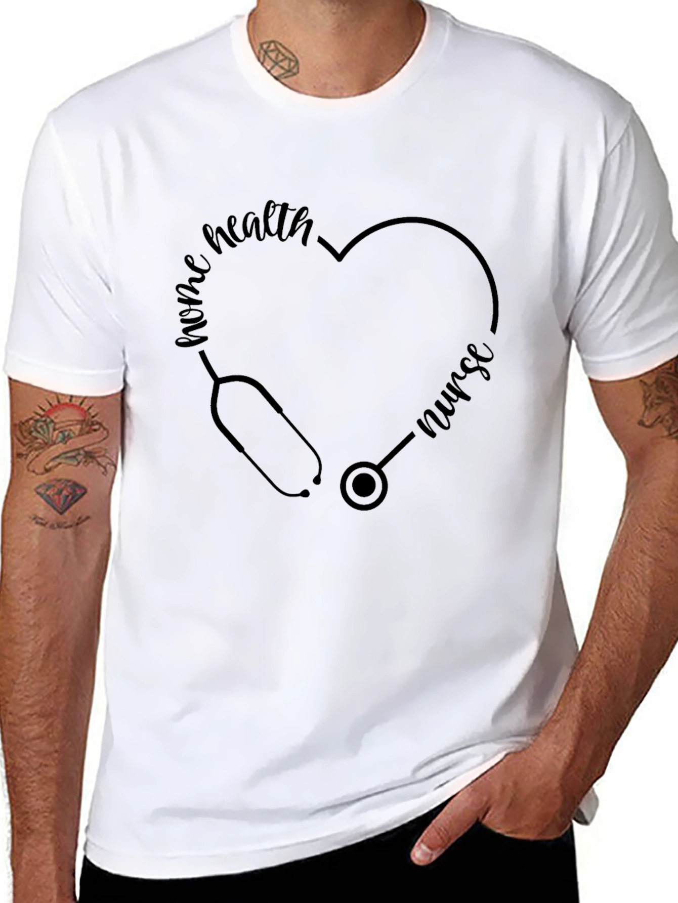 Home Health Nurse Heartbeat Stethoscope Tee