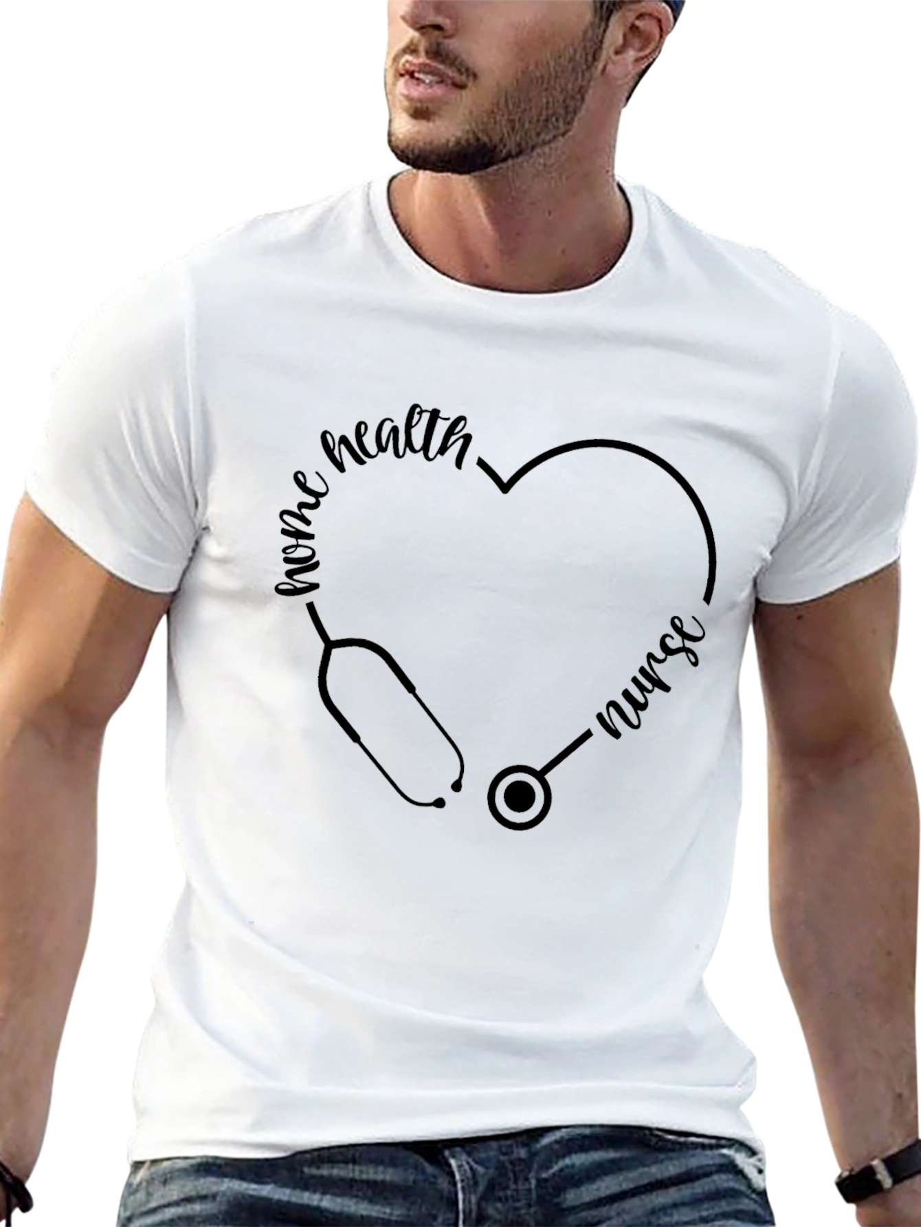 Home Health Nurse Heartbeat Stethoscope Tee