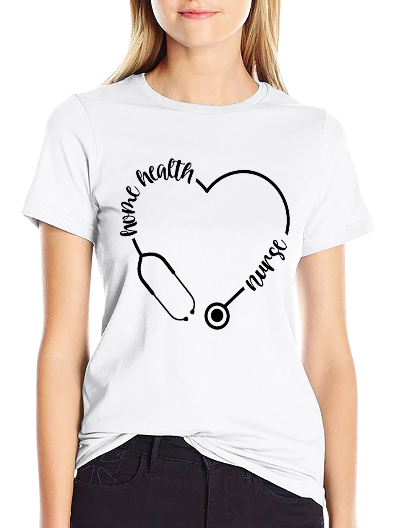 Home Health Nurse Heartbeat Stethoscope Tee