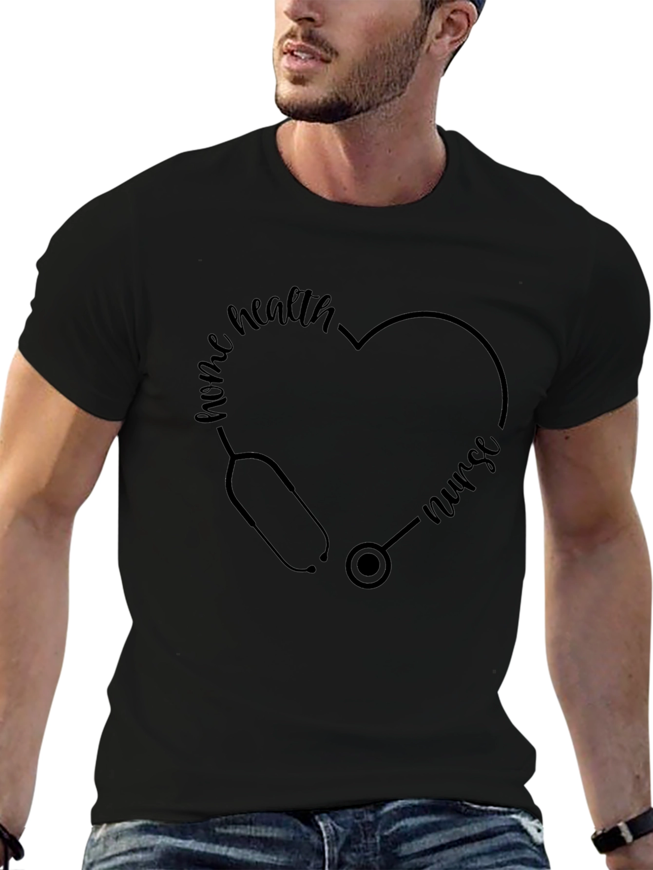 Home Health Nurse Heartbeat Stethoscope Tee
