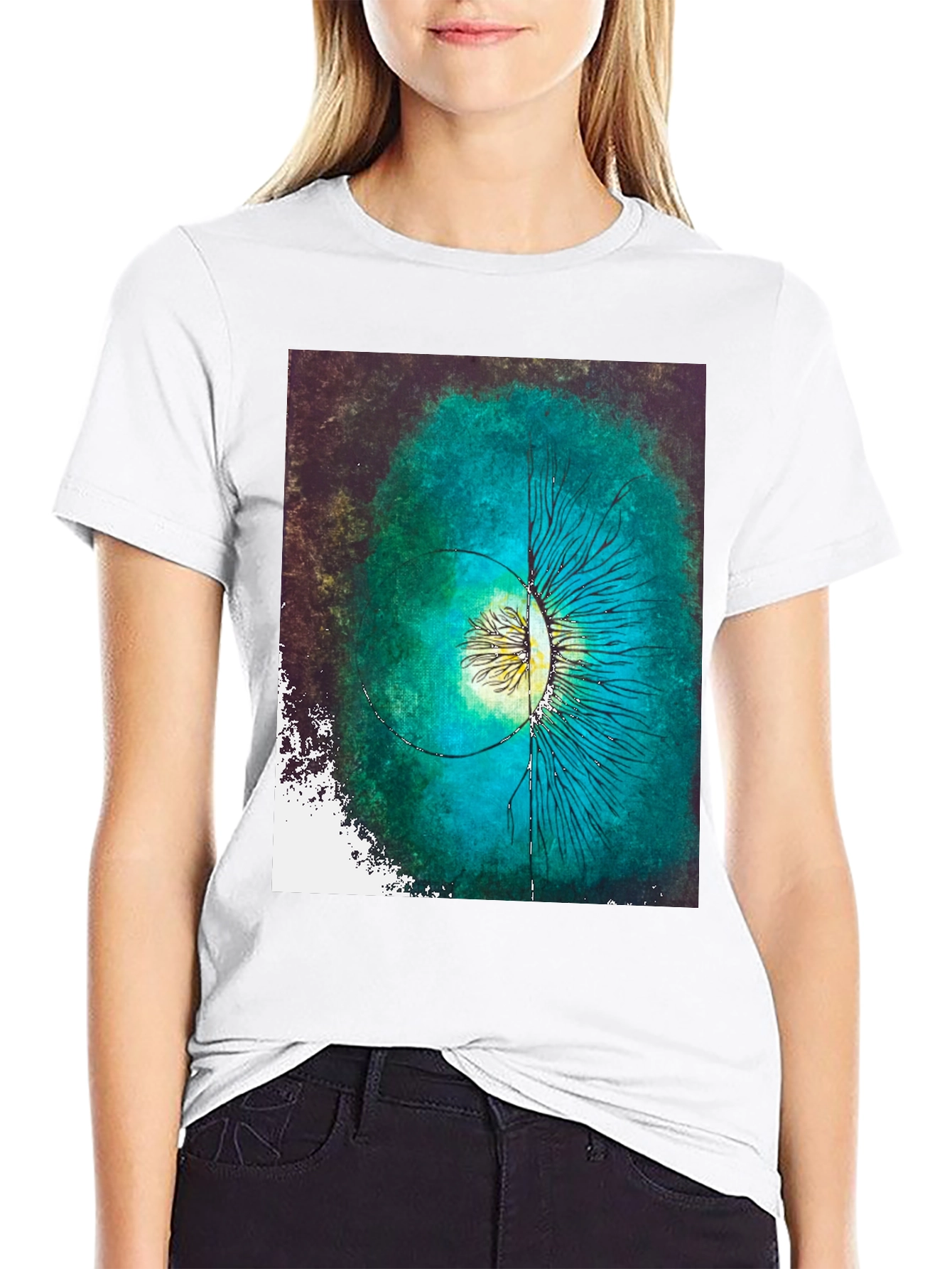 Abstract Eye Graphic Black Cotton Tee