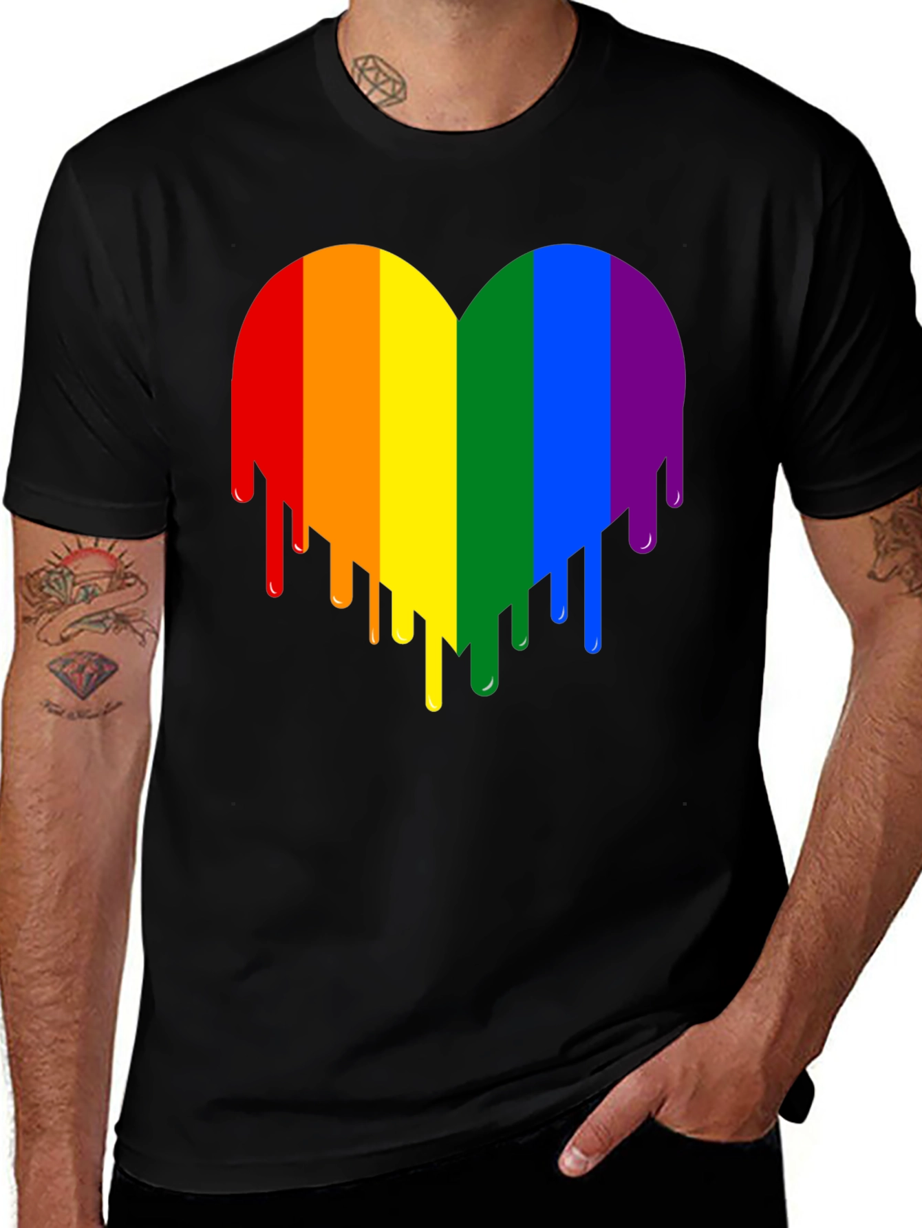 Rainbow Heart Drip Graphic Tee