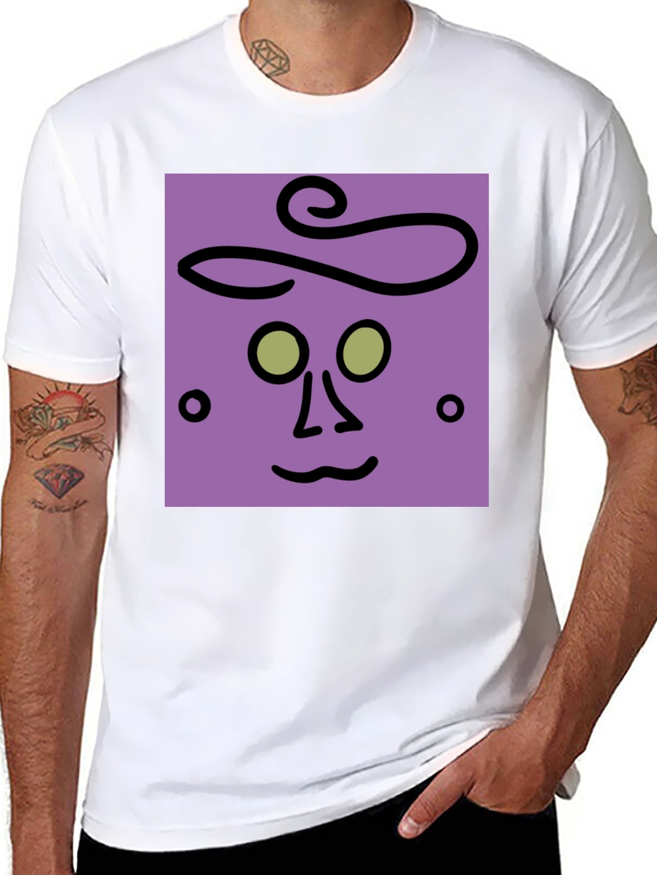 Abstract Face Graphic Tee - Unisex Black T-Shirt