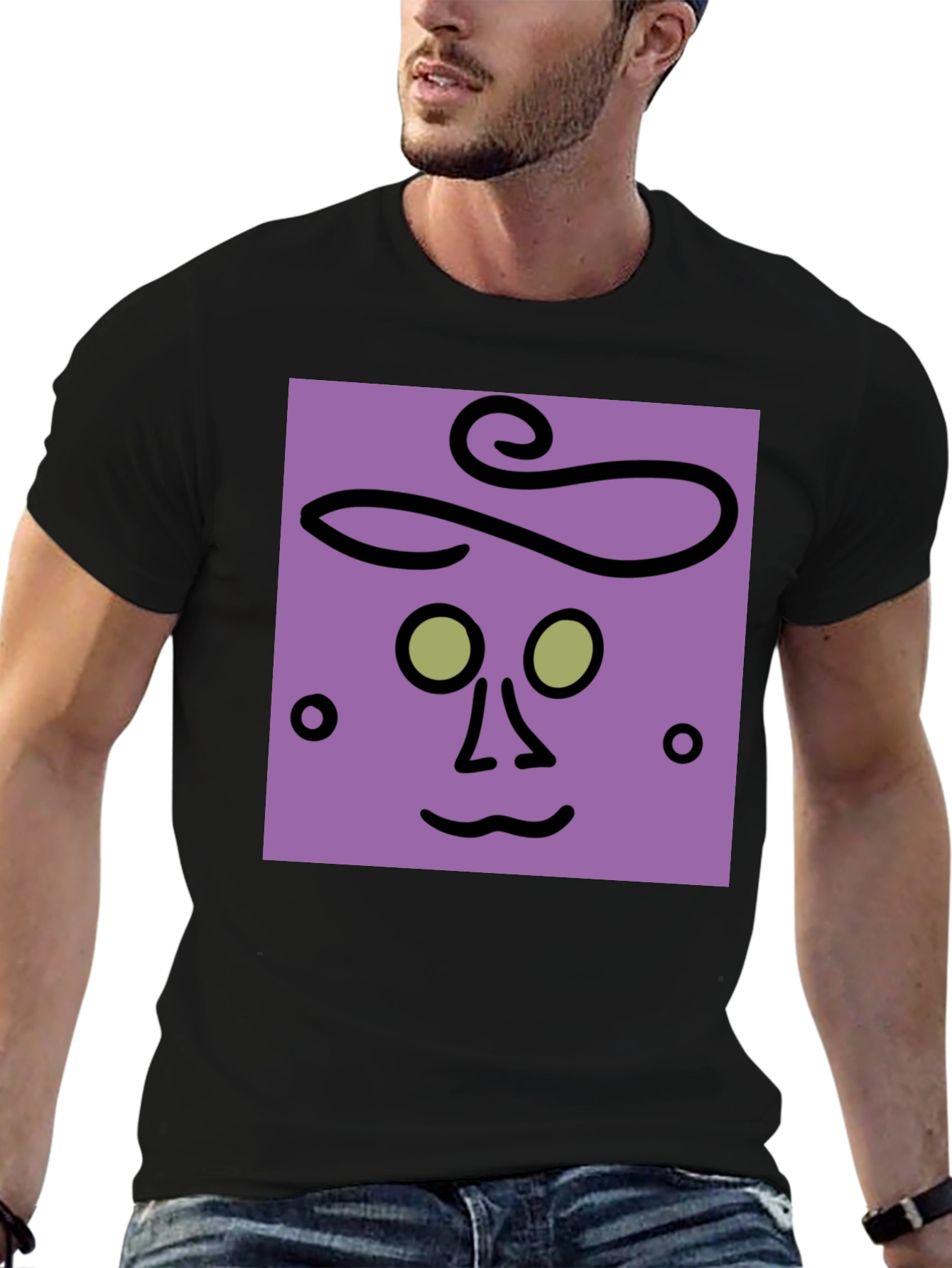 Abstract Face Graphic Tee - Unisex Black T-Shirt
