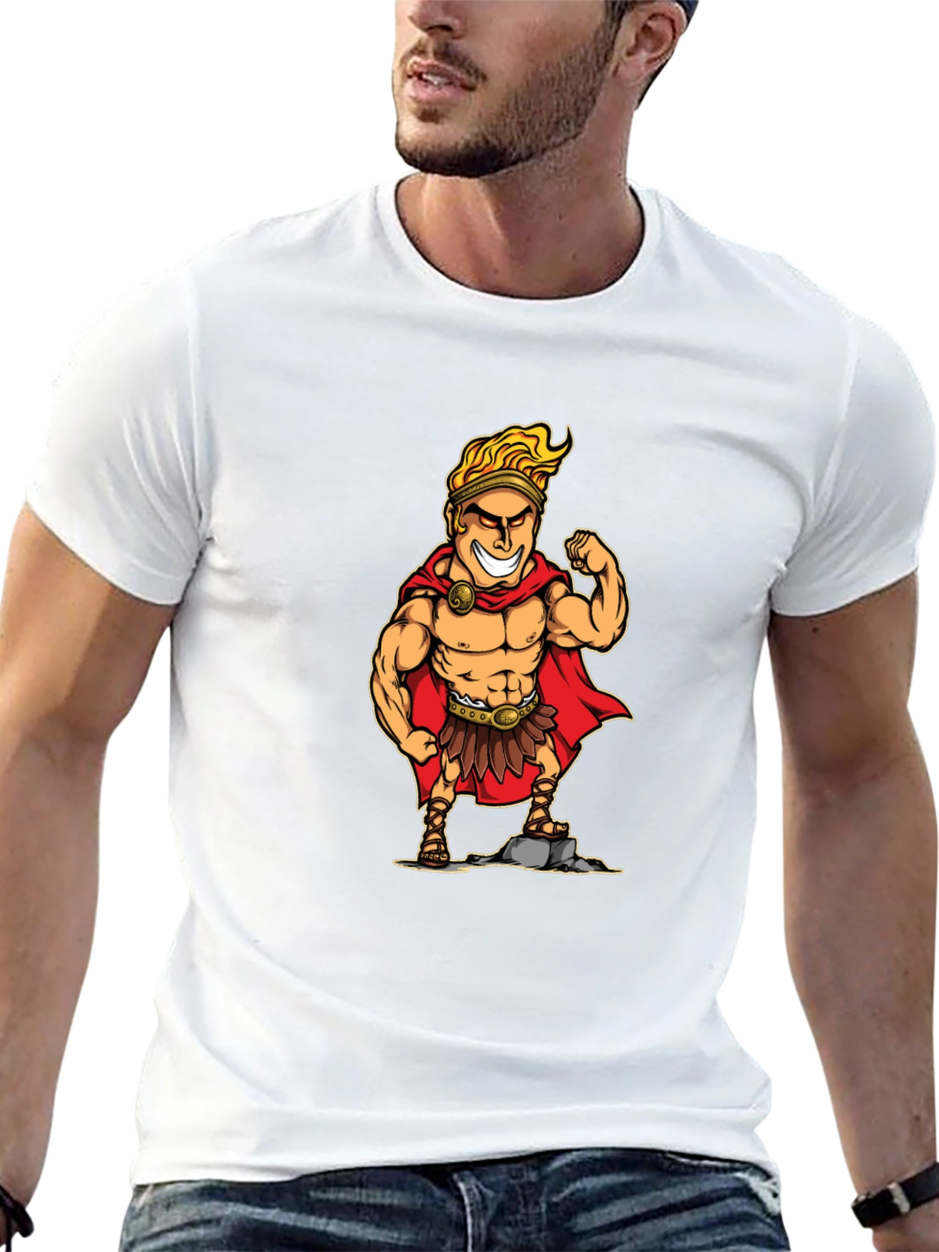 Cartoon Hercules Graphic T-Shirt - Black