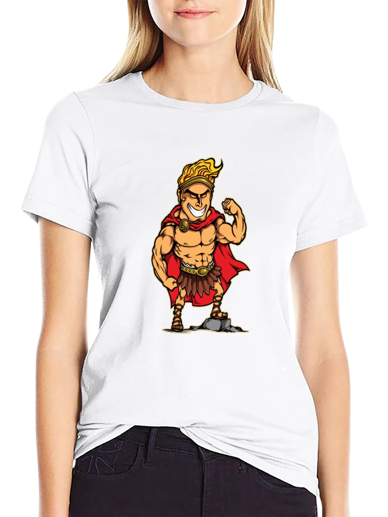 Cartoon Hercules Graphic T-Shirt - Black