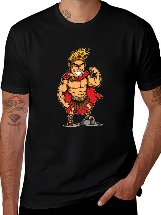 Cartoon Hercules Graphic T-Shirt - Black