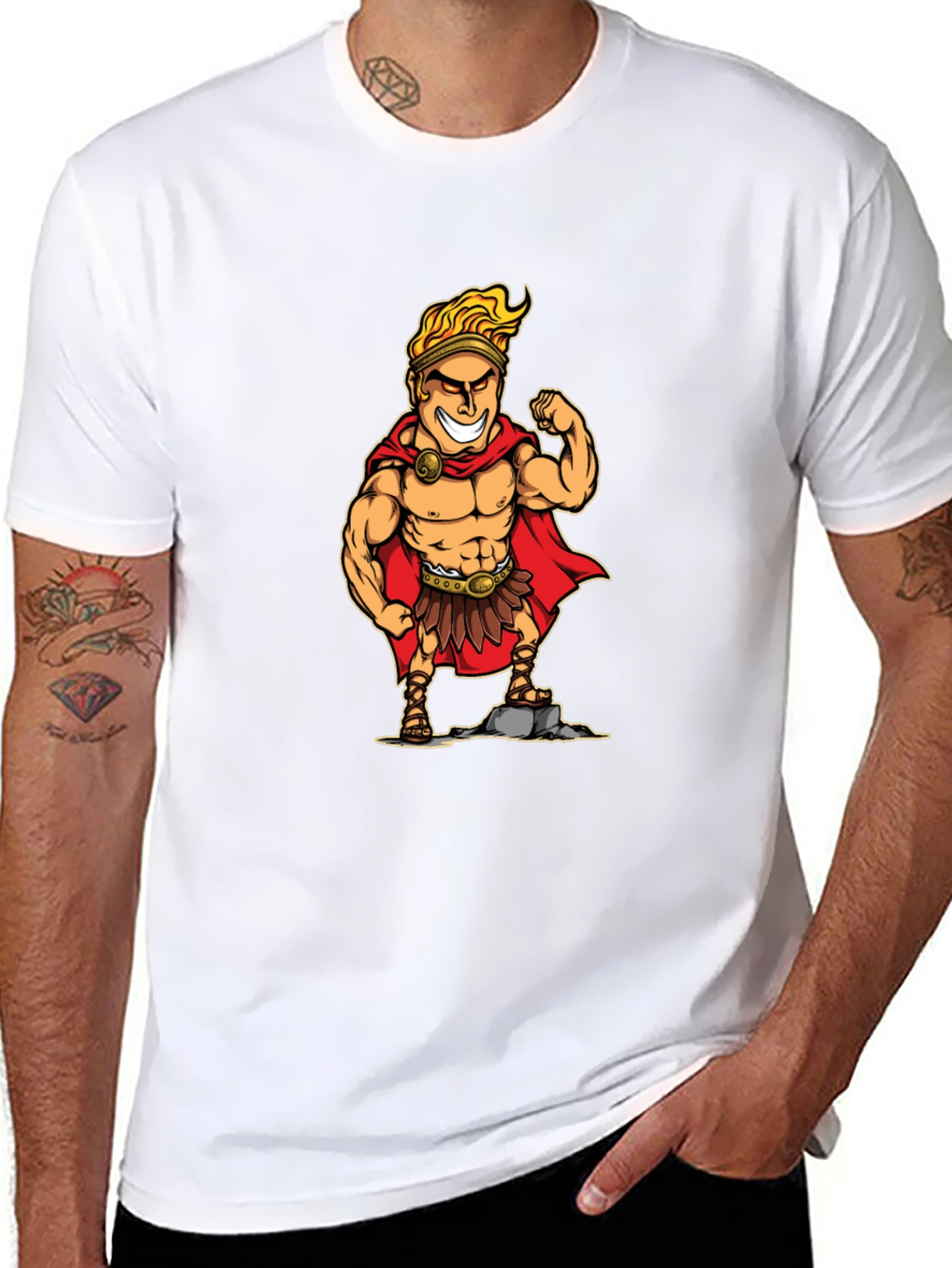 Cartoon Hercules Graphic T-Shirt - Black