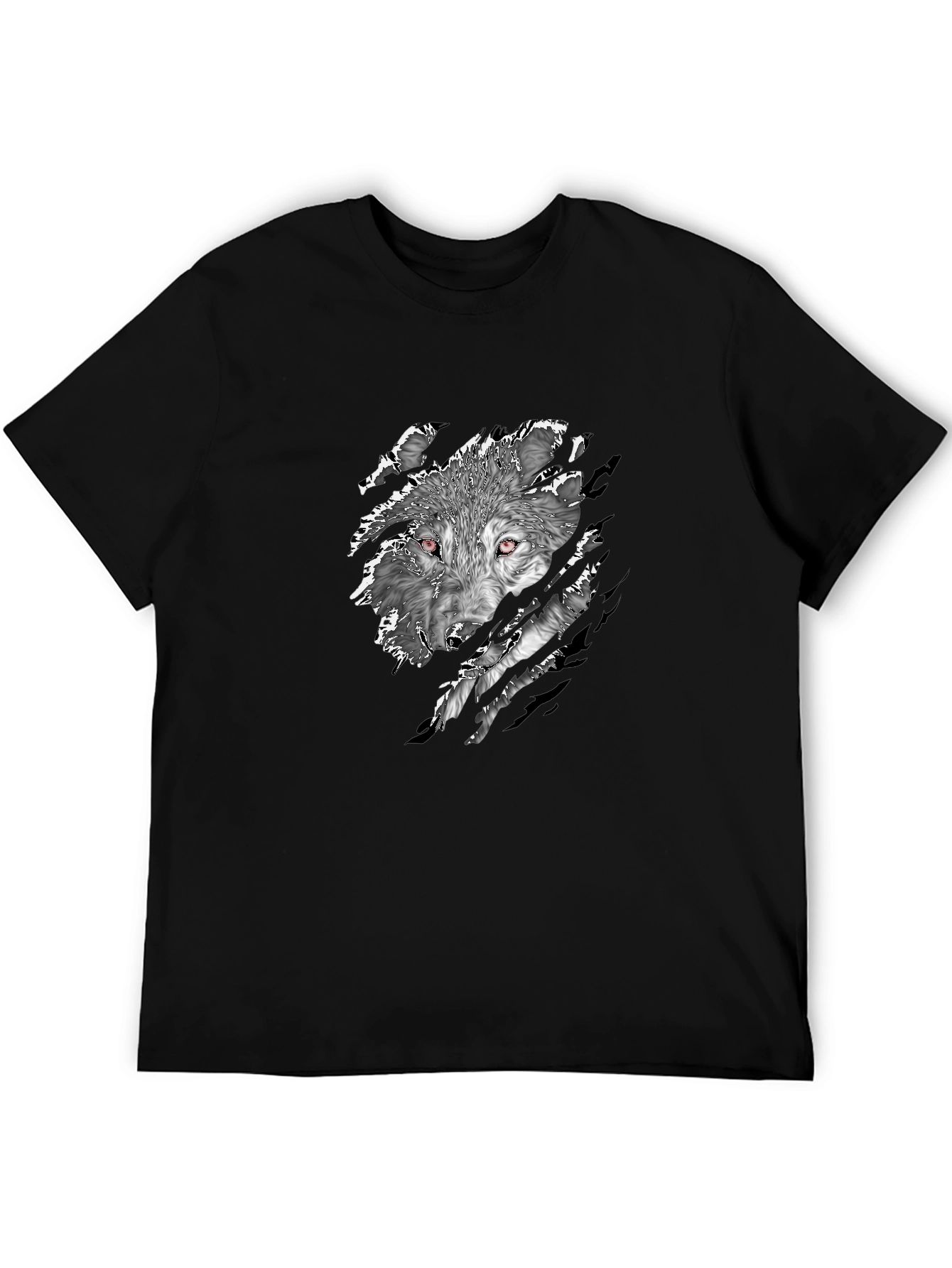Mens Black Wolf Graphic Print T-Shirt