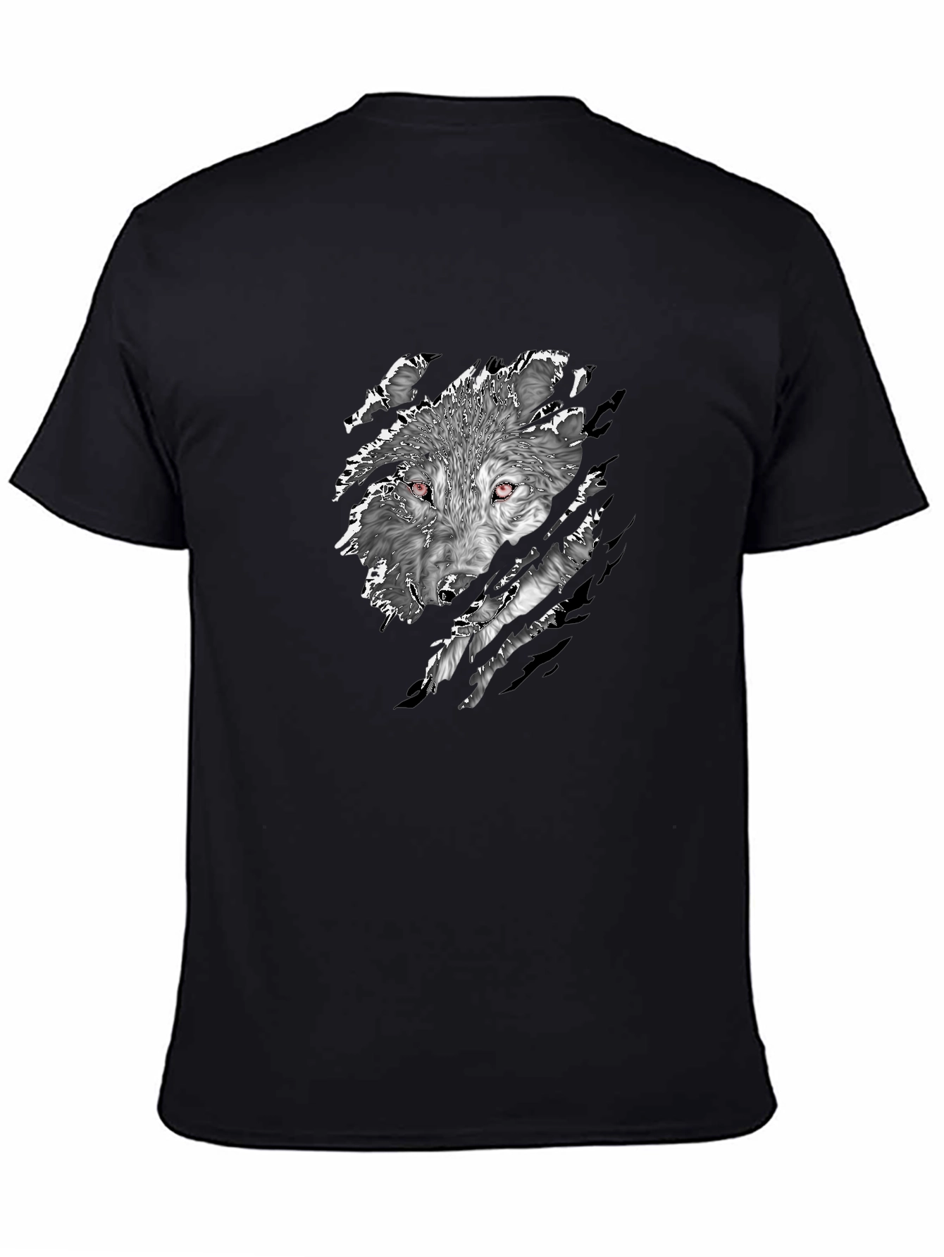 Mens Black Wolf Graphic Print T-Shirt