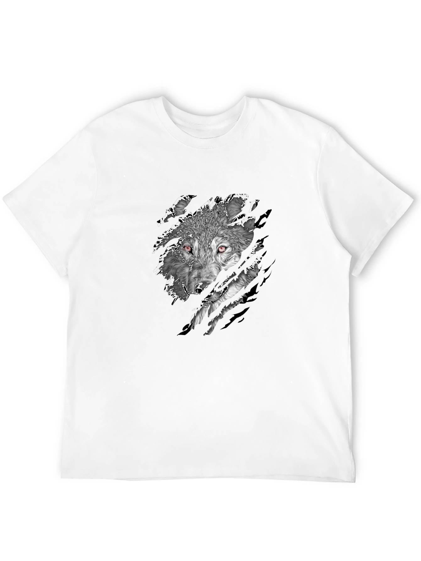 Mens Black Wolf Graphic Print T-Shirt