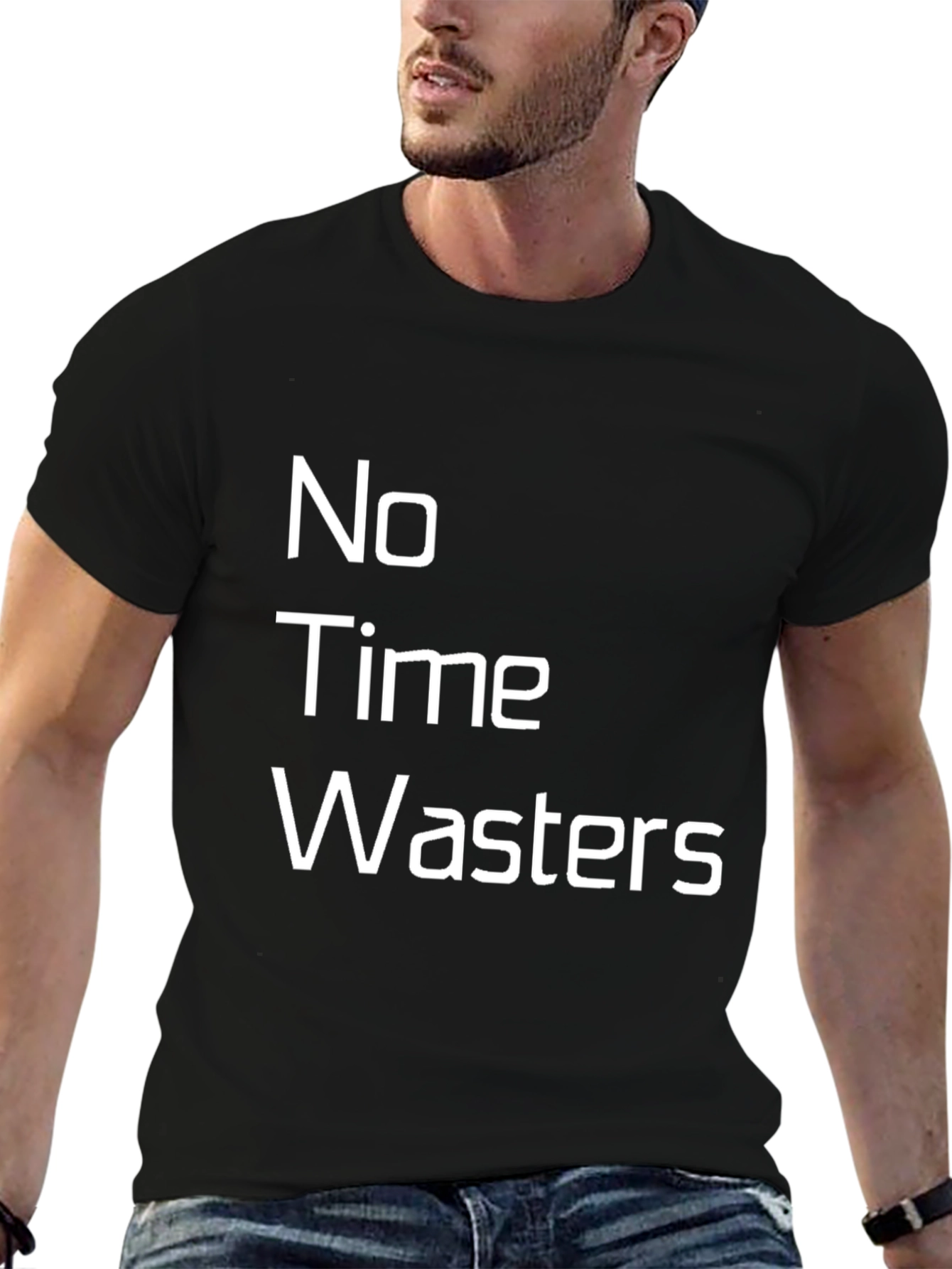 No Time Wasters Black Graphic Tee - Casual Wear