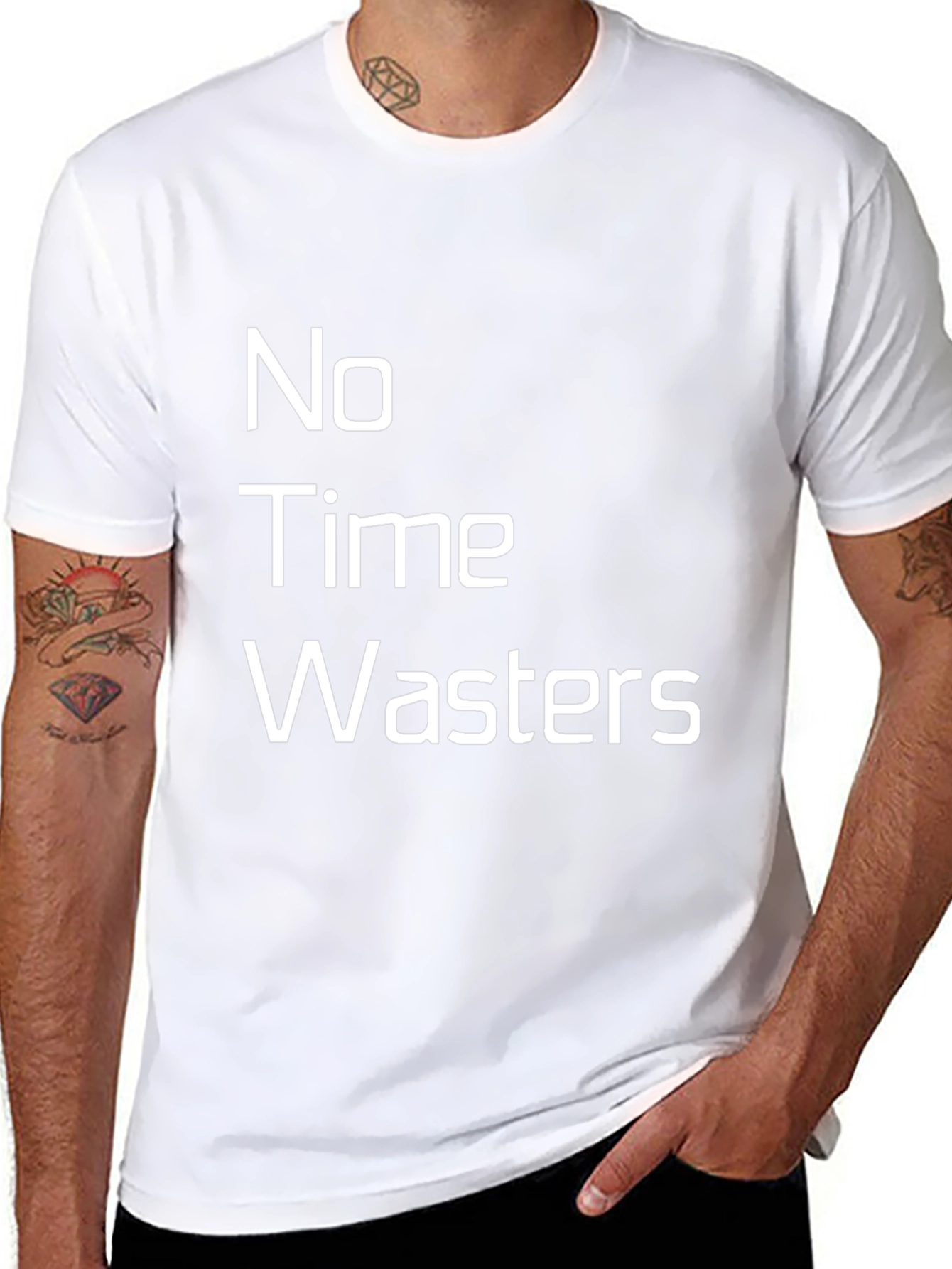 No Time Wasters Black Graphic Tee - Casual Wear