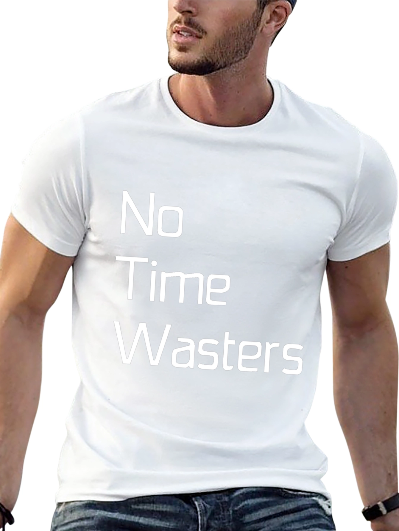 No Time Wasters Black Graphic Tee - Casual Wear