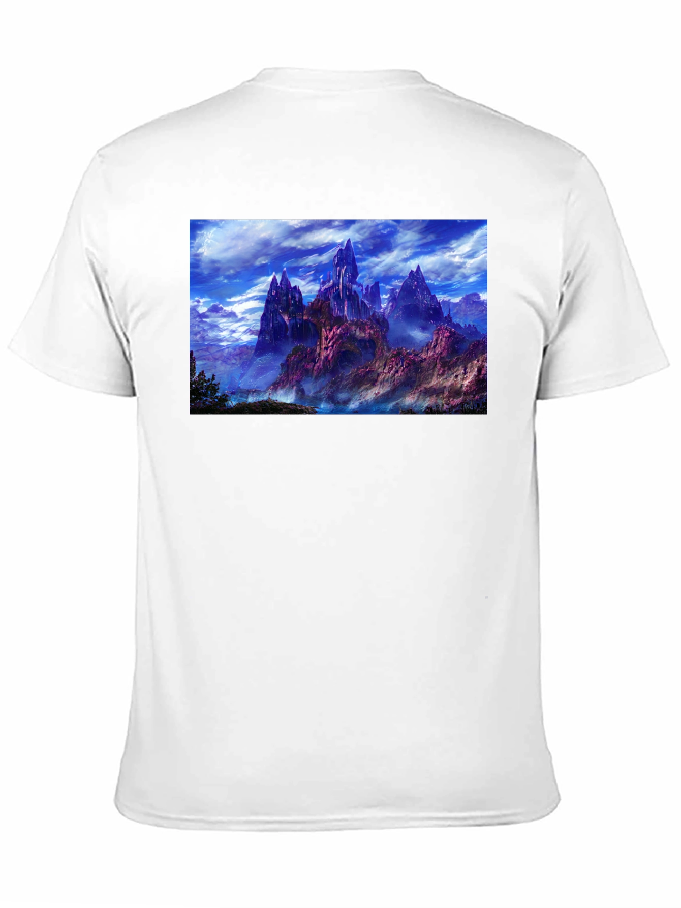 Fantasy Landscape Graphic Print Black T-Shirt