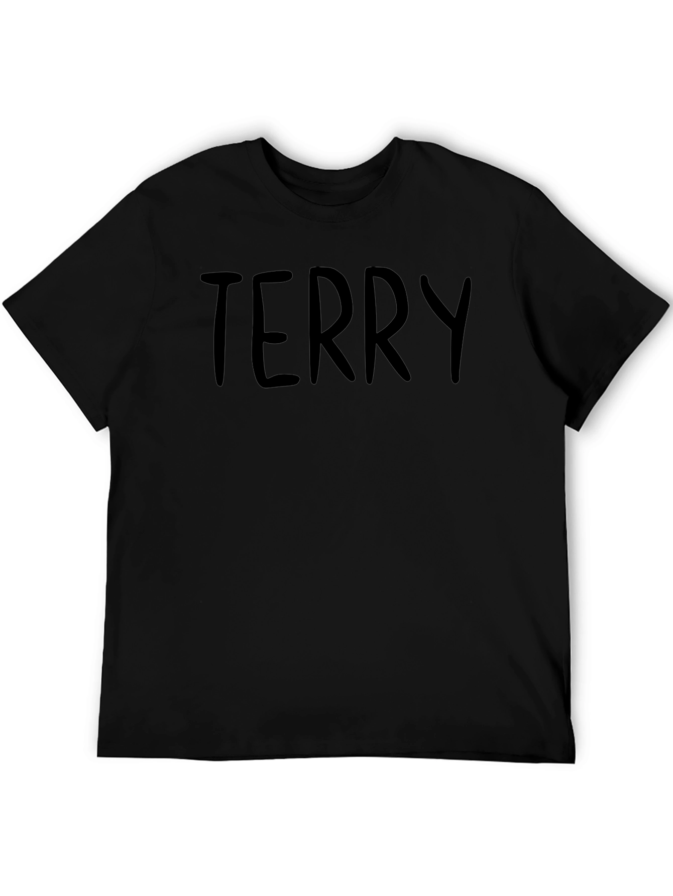 Mens Terry Black Crew Neck T-Shirt
