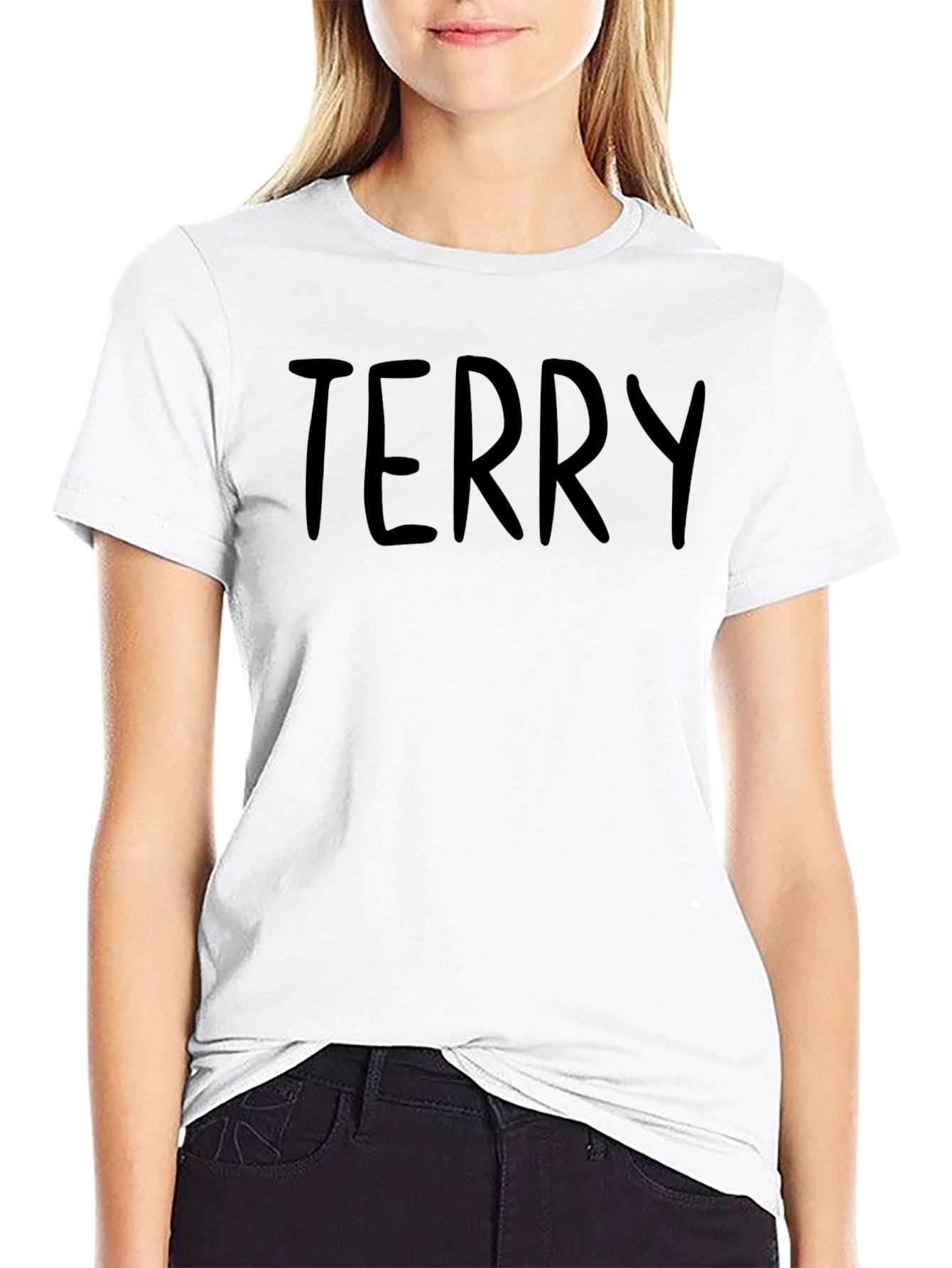 Mens Terry Black Crew Neck T-Shirt