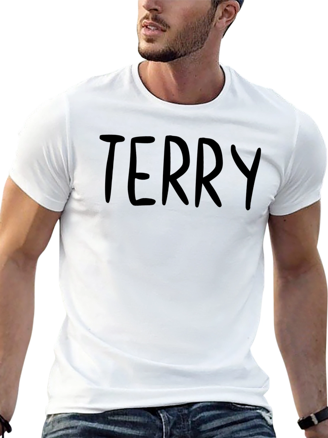 Mens Terry Black Crew Neck T-Shirt
