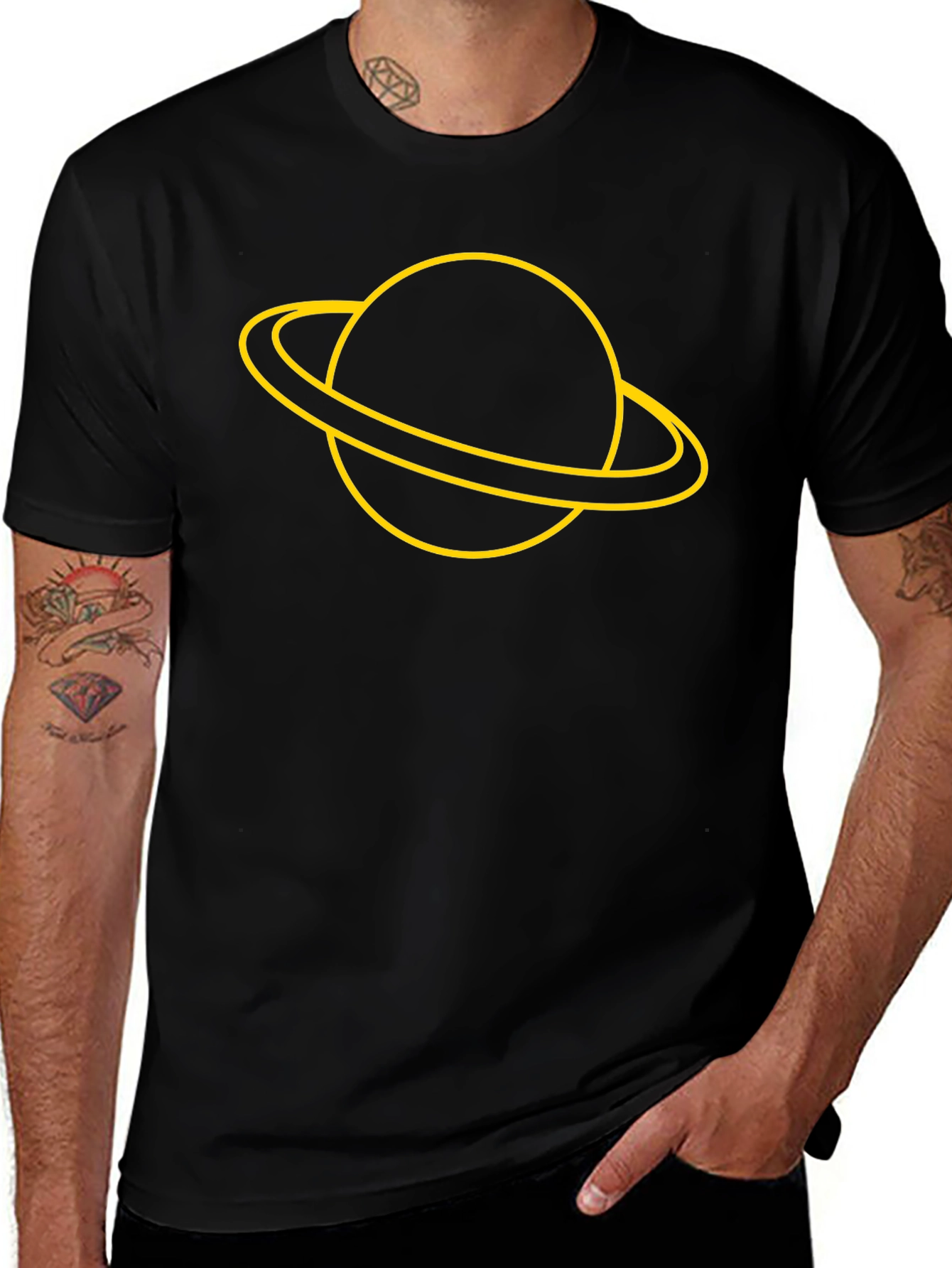 Saturn Graphic Tee - Stylish Black T-Shirt