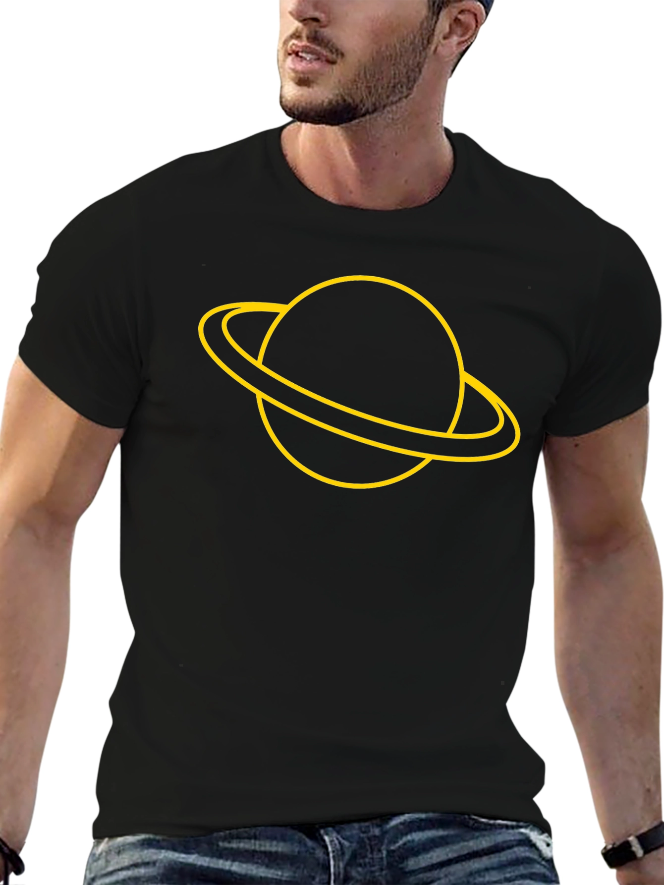 Saturn Graphic Tee - Stylish Black T-Shirt