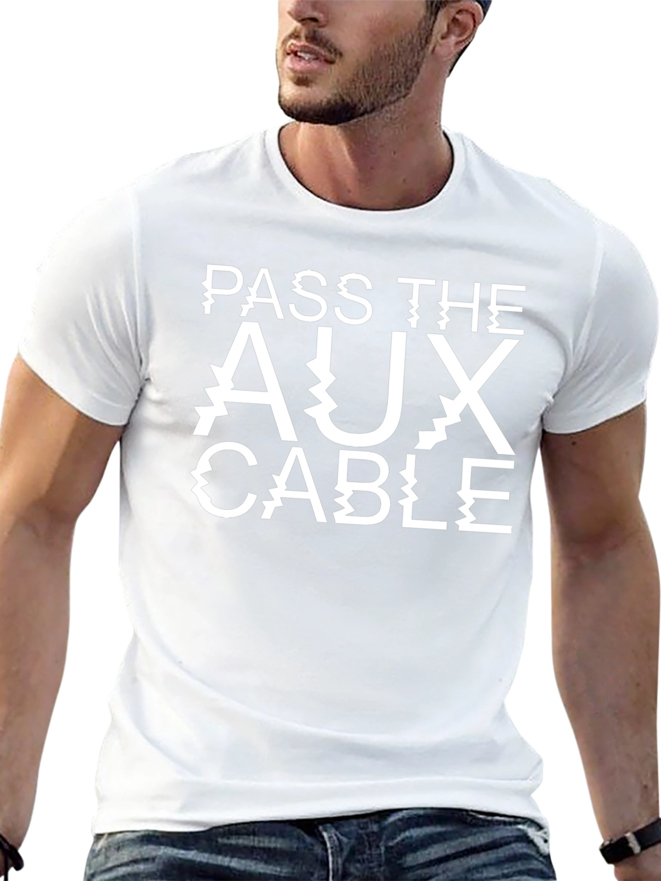 Pass The Aux Cable Black Graphic T-Shirt