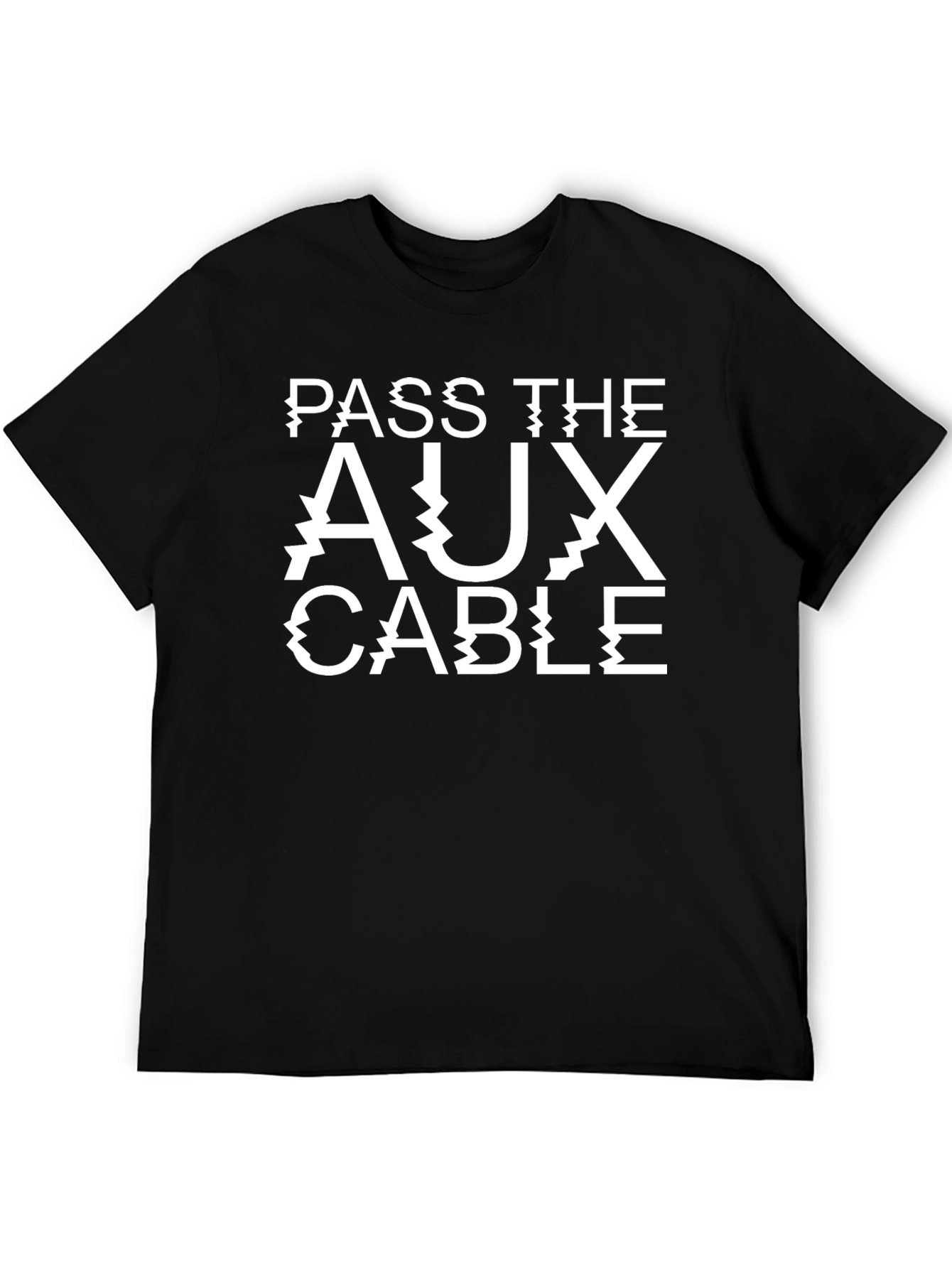 Pass The Aux Cable Black Graphic T-Shirt