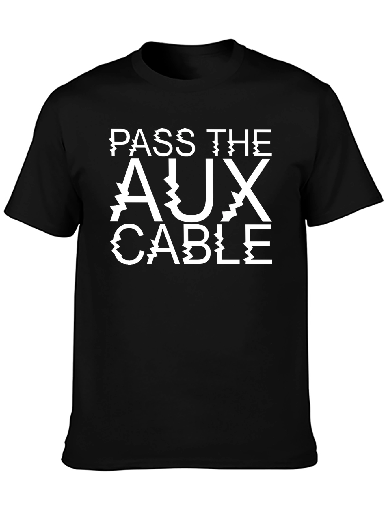 Pass The Aux Cable Black Graphic T-Shirt