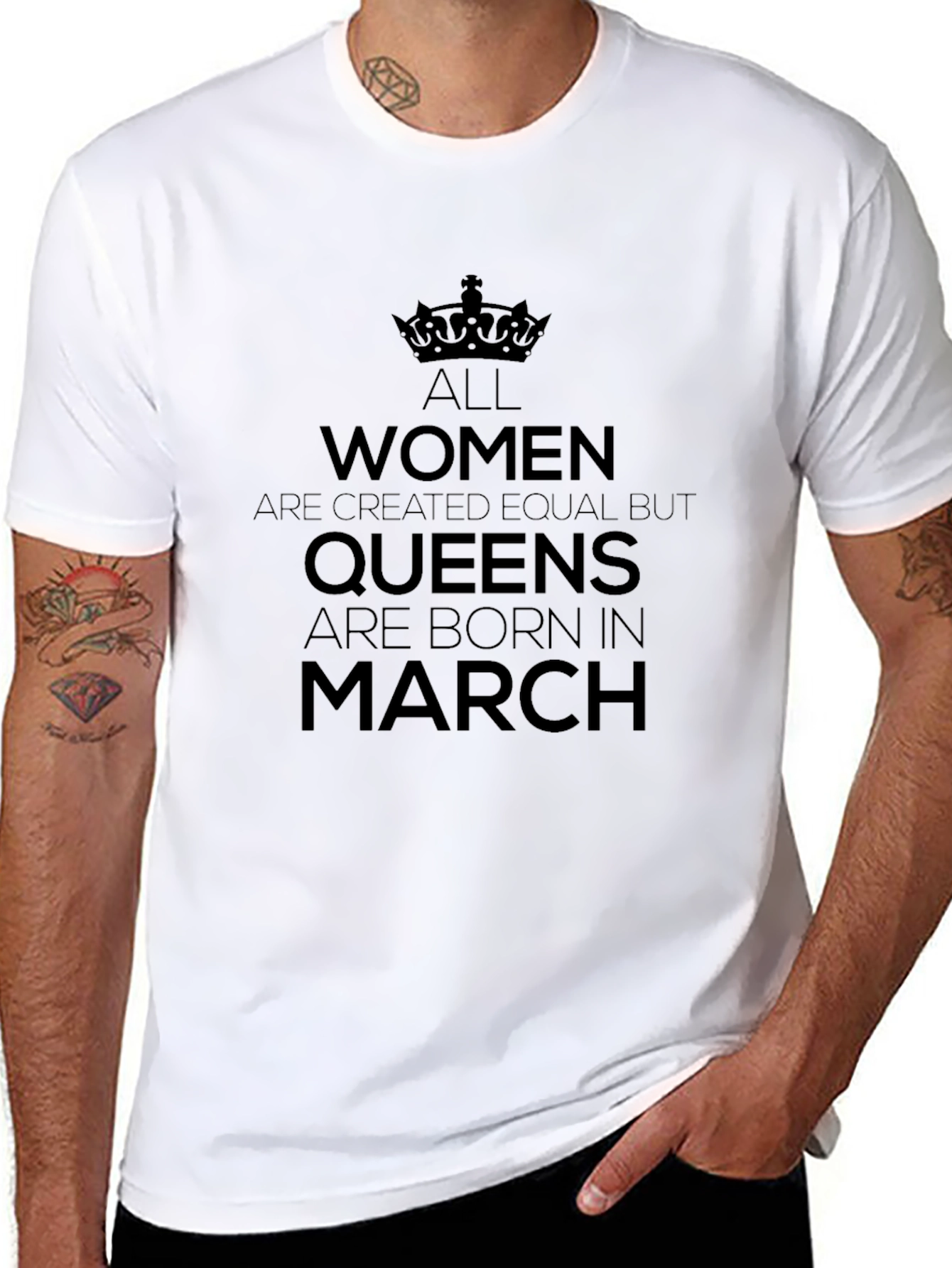 Queens Born in March Black T-Shirt