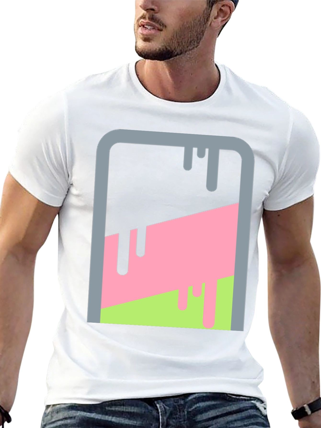 Abstract Dripping Paint Graphic Tee - Mens Black T-Shirt