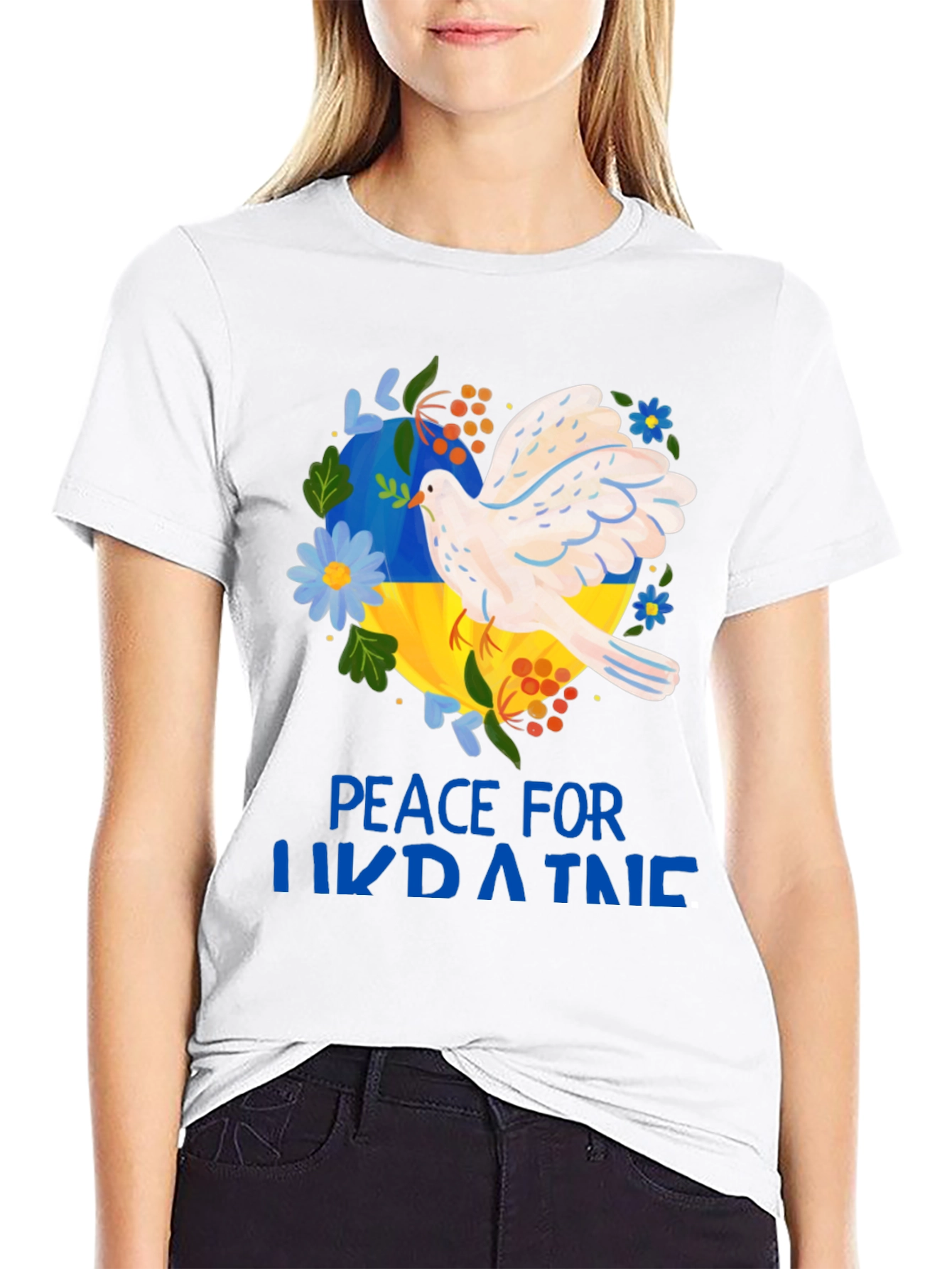 Peace For Ukraine T-Shirt - Dove Design
