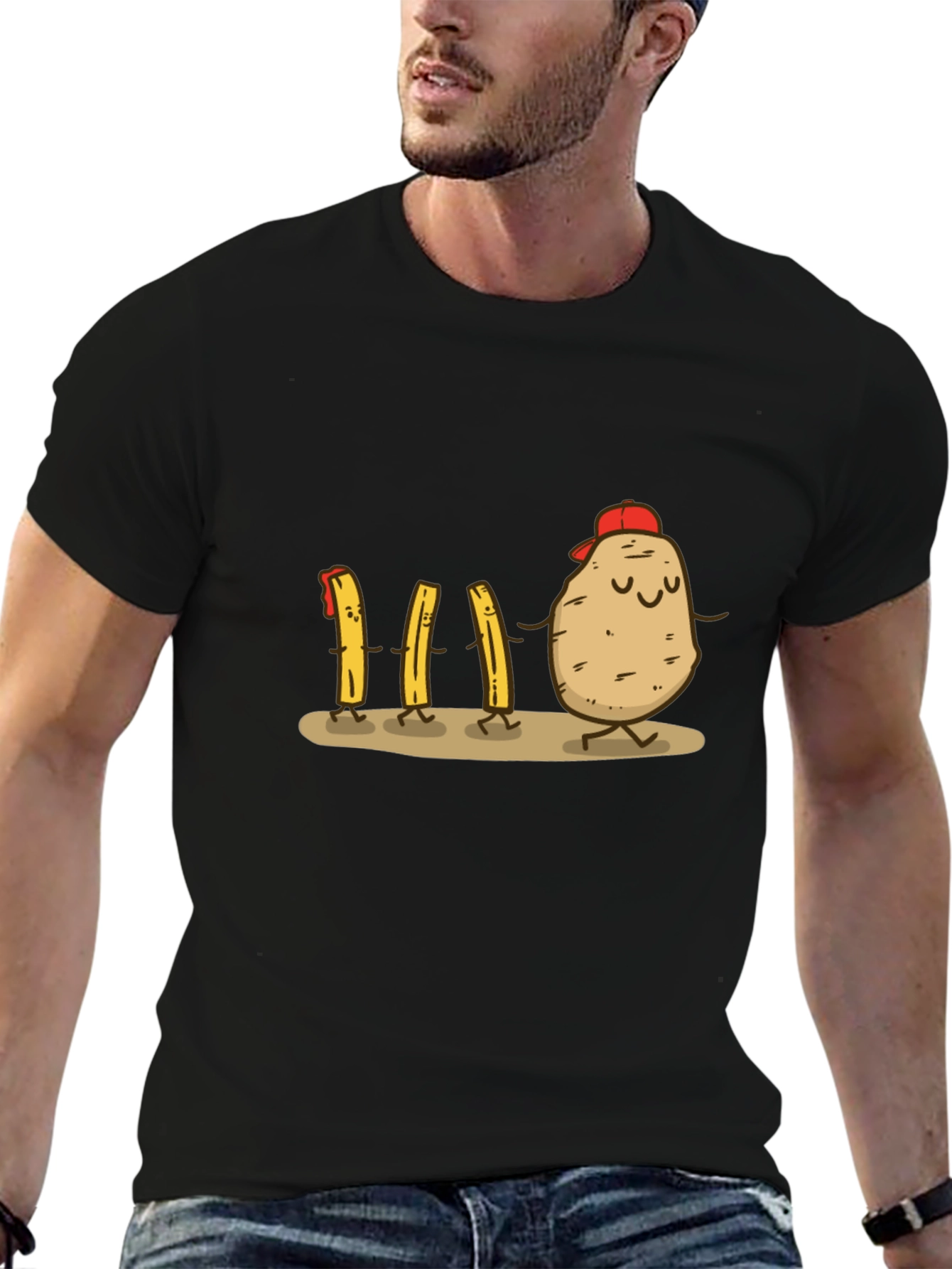 Funny Potato & Fries Graphic T-Shirt