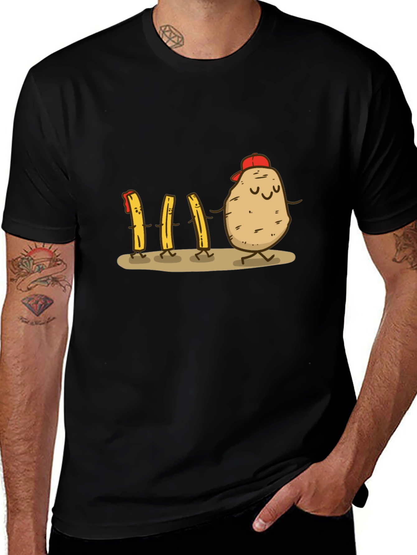Funny Potato & Fries Graphic T-Shirt