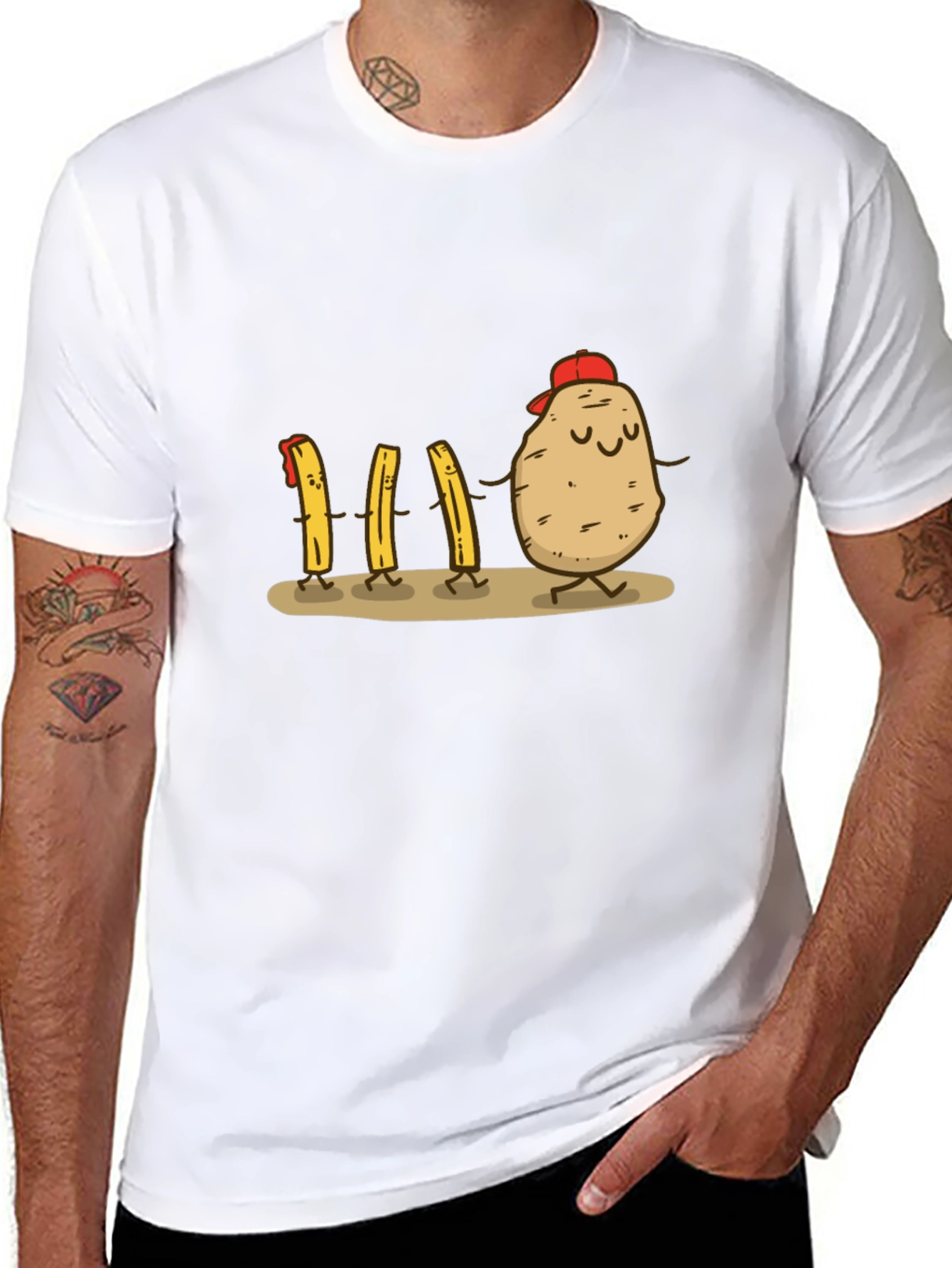 Funny Potato & Fries Graphic T-Shirt