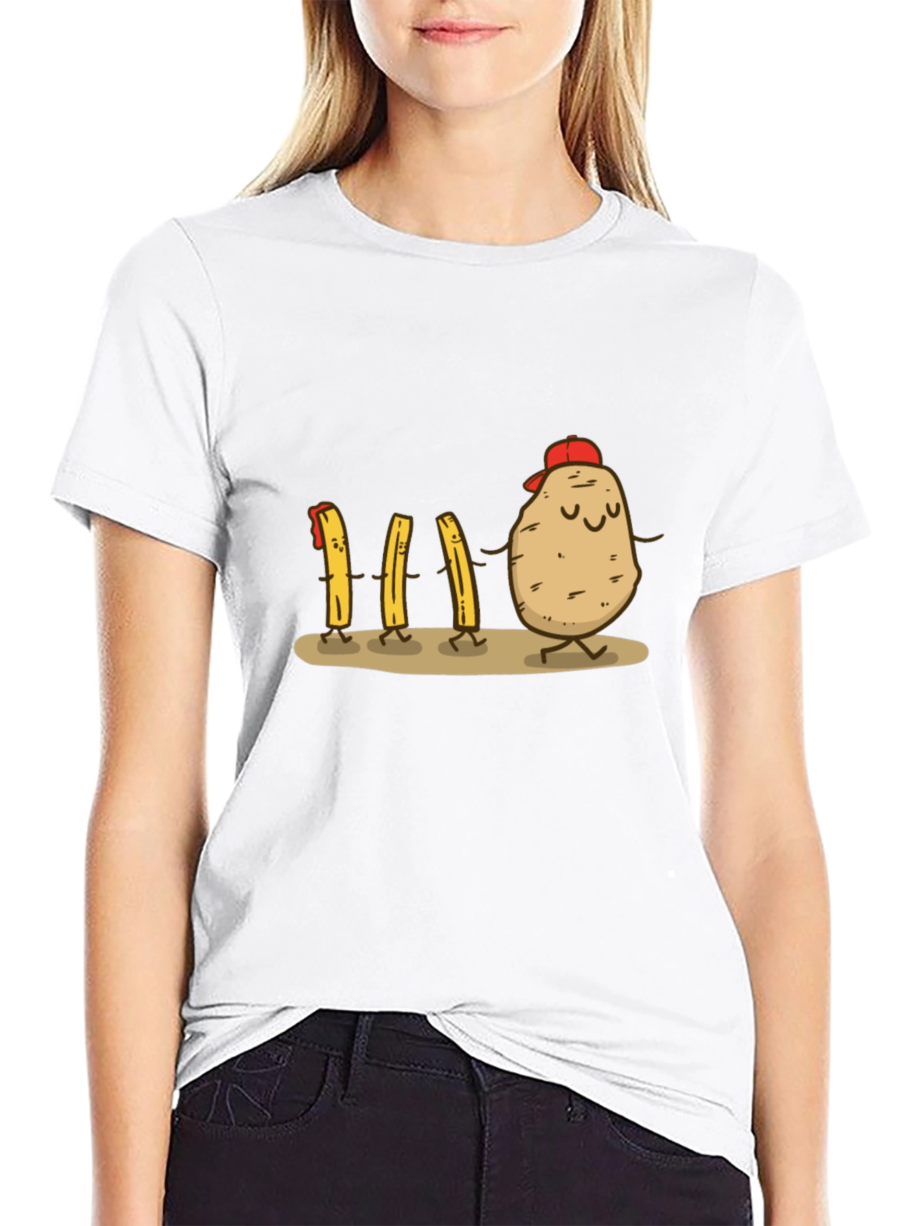 Funny Potato & Fries Graphic T-Shirt