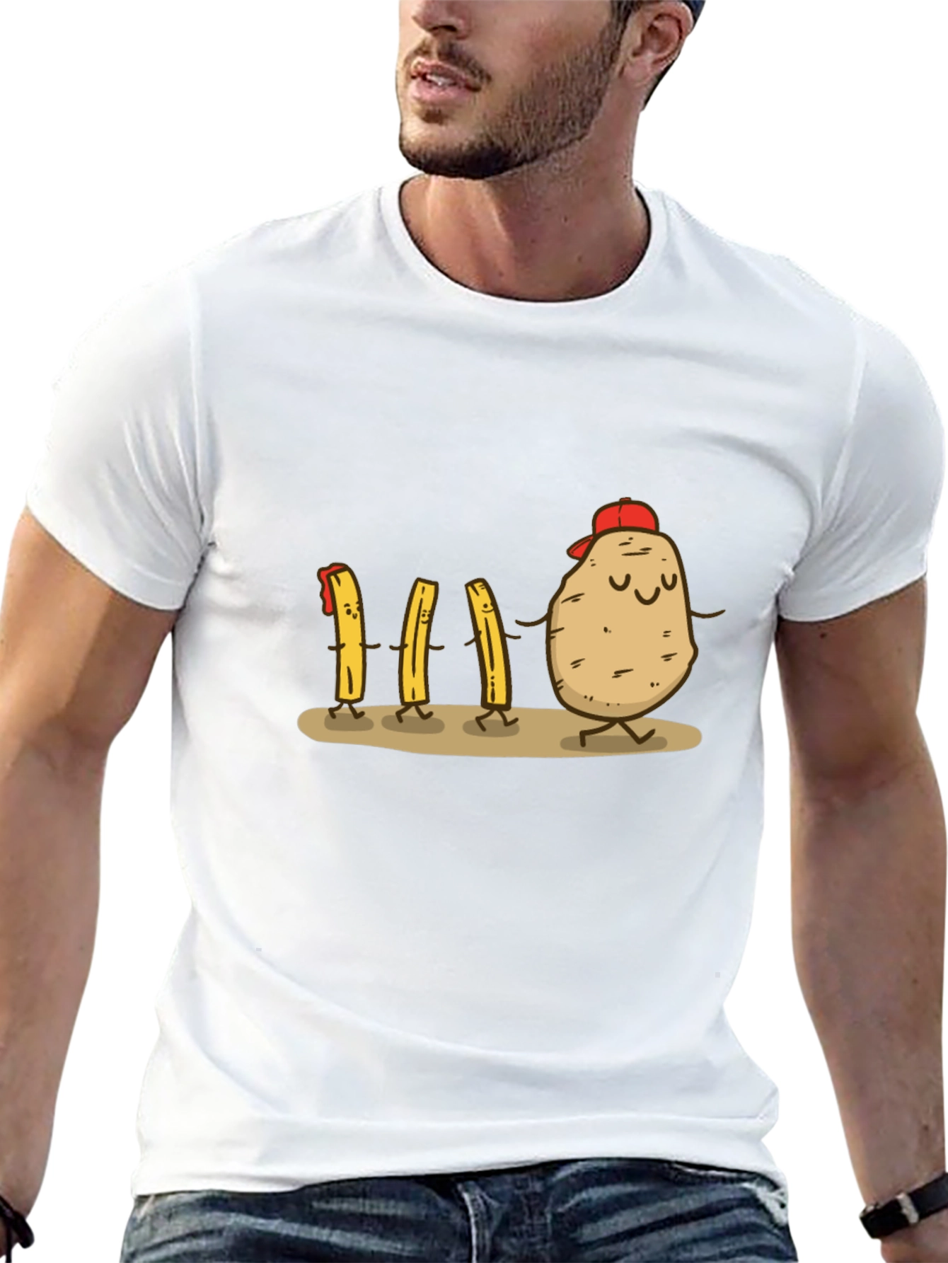 Funny Potato & Fries Graphic T-Shirt