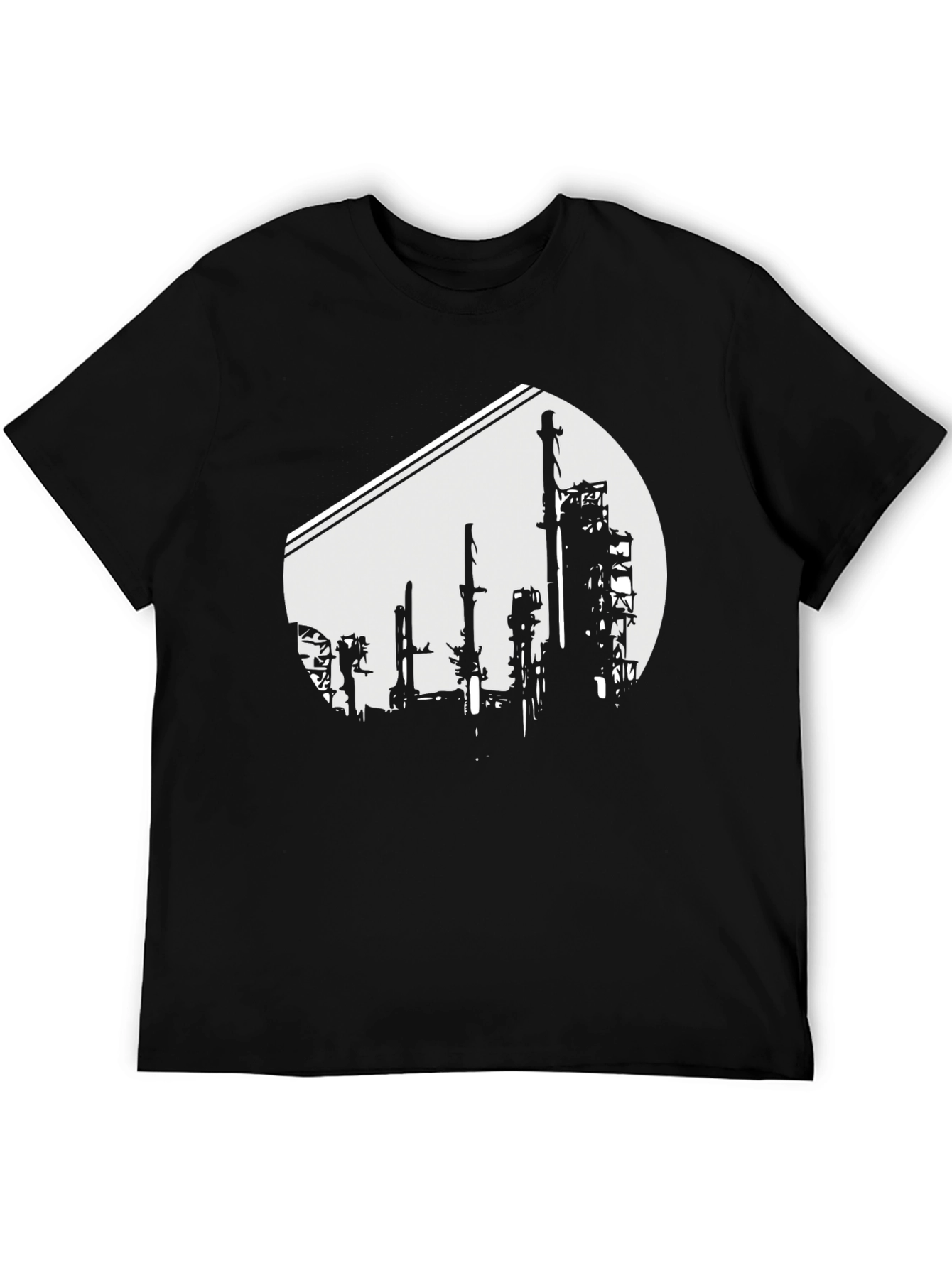 Industrial Silhouette Graphic Tee - Black