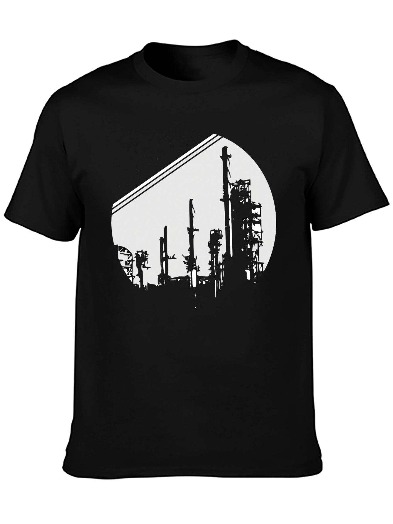 Industrial Silhouette Graphic Tee - Black