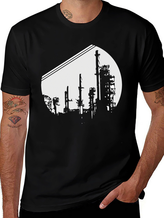 Industrial Silhouette Graphic Tee - Black