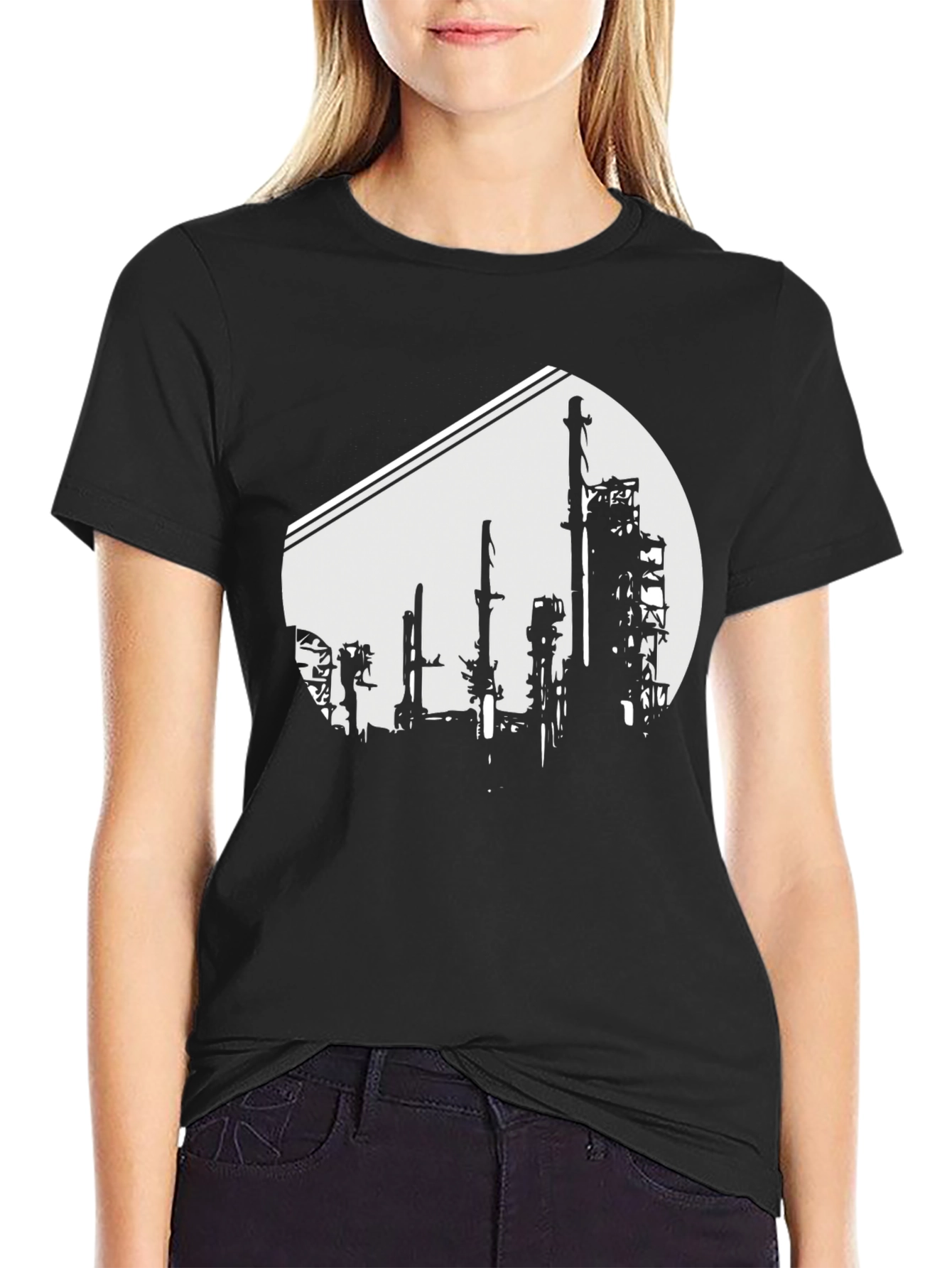 Industrial Silhouette Graphic Tee - Black