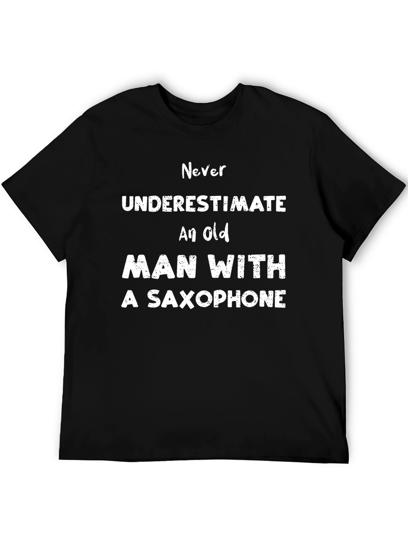 Old Man Saxophone T-Shirt - Black Novelty Tee
