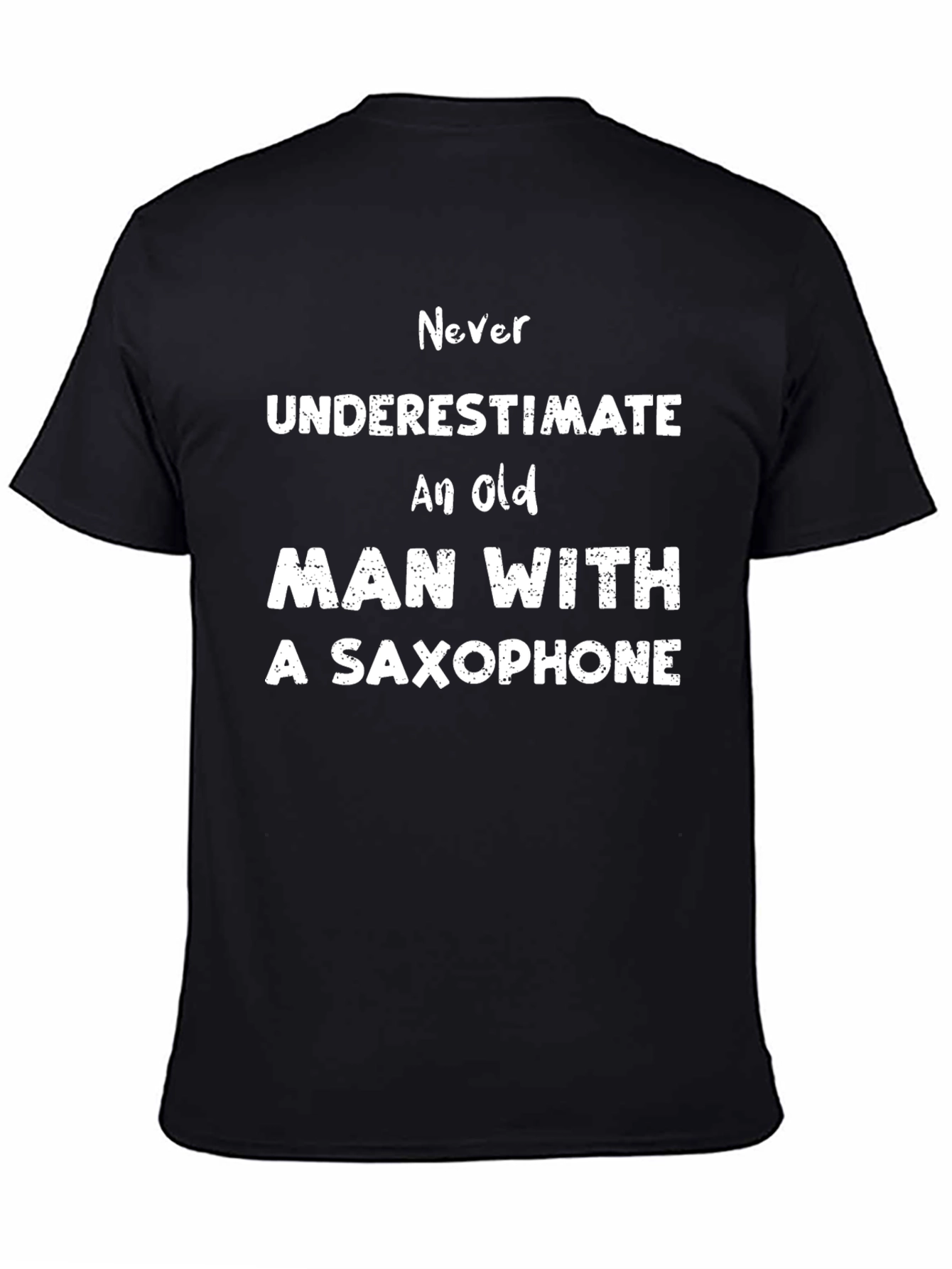 Old Man Saxophone T-Shirt - Black Novelty Tee